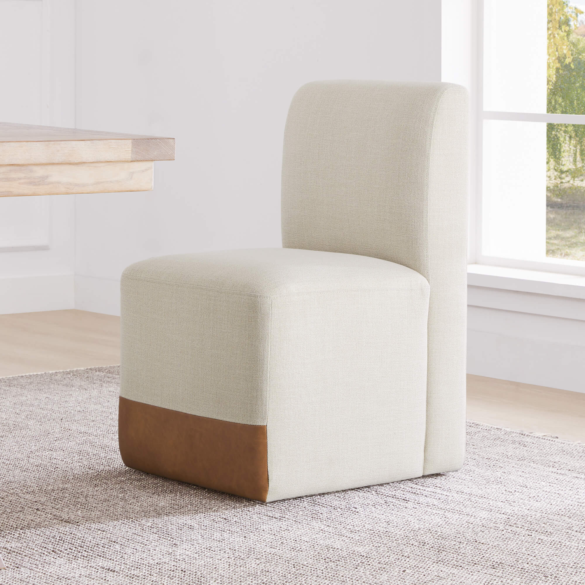 Aida Performance Fabric Rolling Dining Chair With Casters Base - Image 13