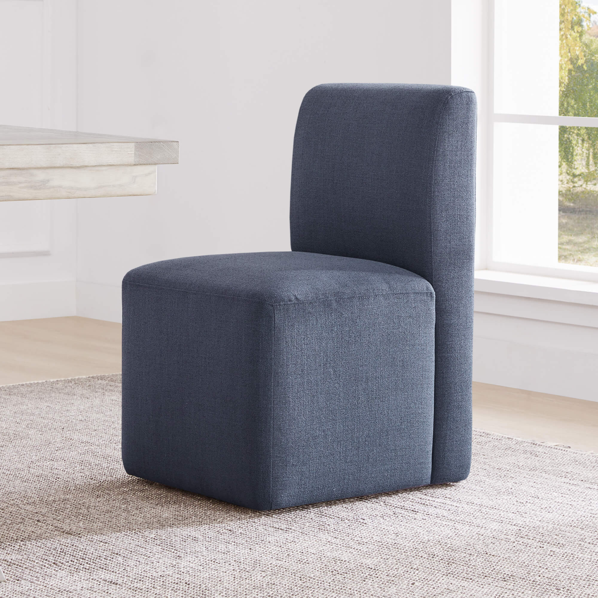Aida Performance Fabric Rolling Dining Chair With Casters Base - Image 19
