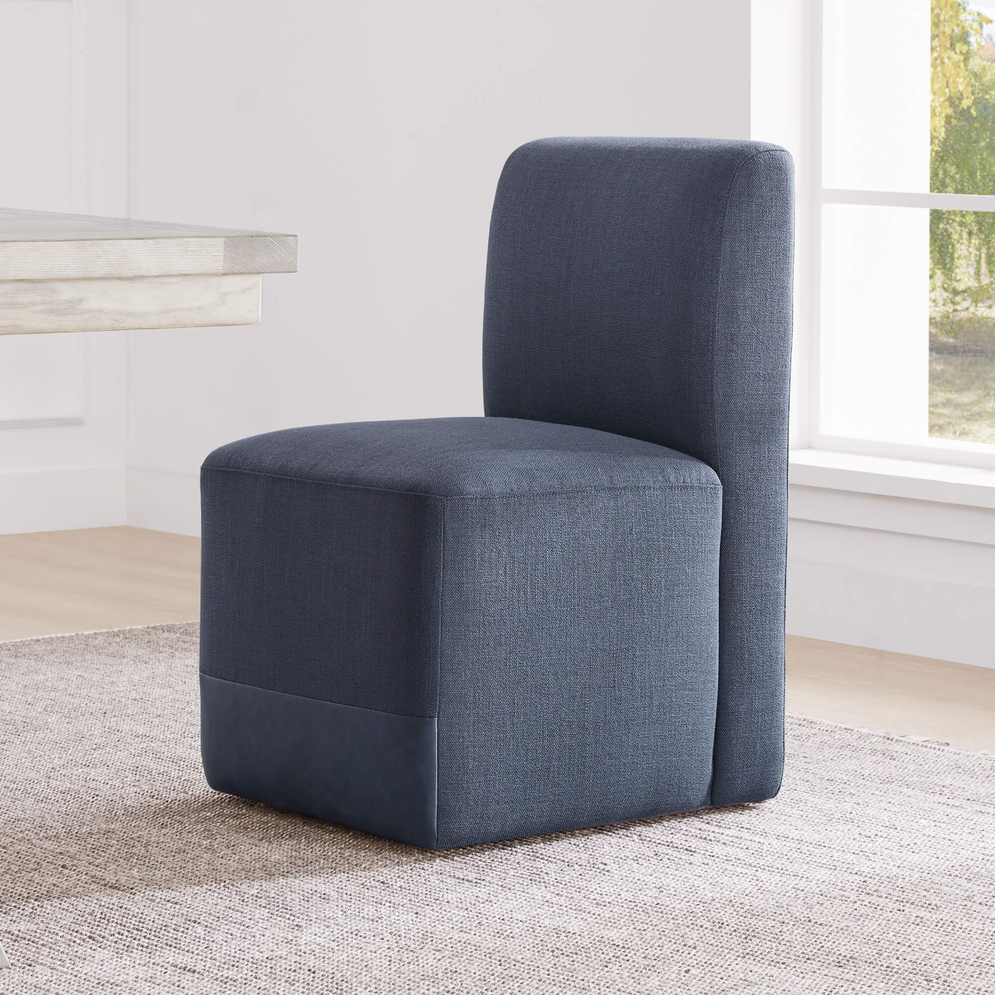 Aida Performance Fabric Rolling Dining Chair With Casters Base - Image 29