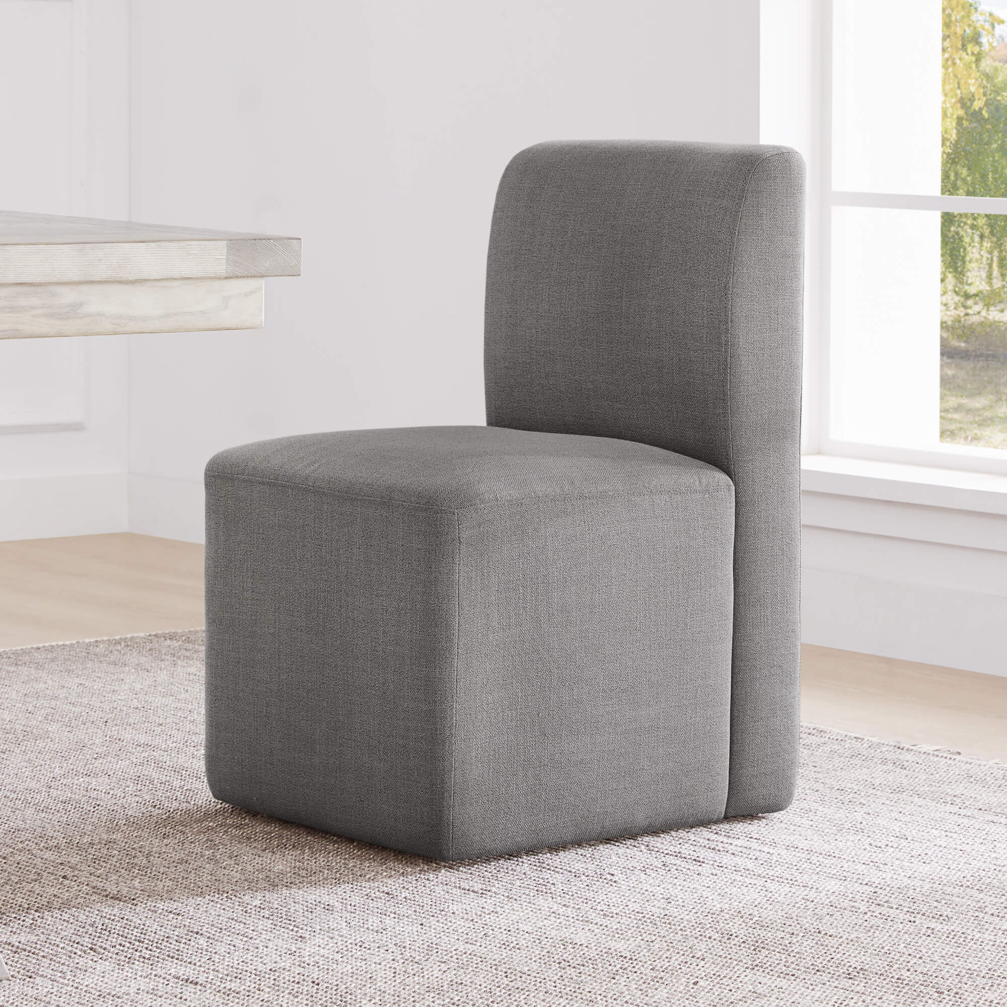 Aida Performance Fabric Rolling Dining Chair With Casters Base - Image 36