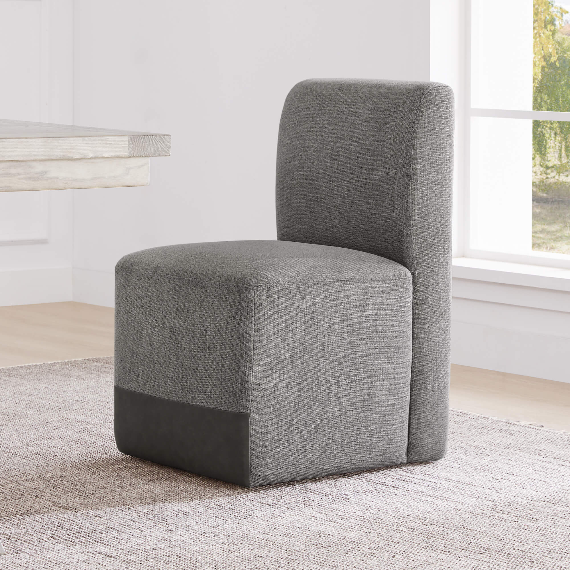 Aida Performance Fabric Rolling Dining Chair With Casters Base - Image 47