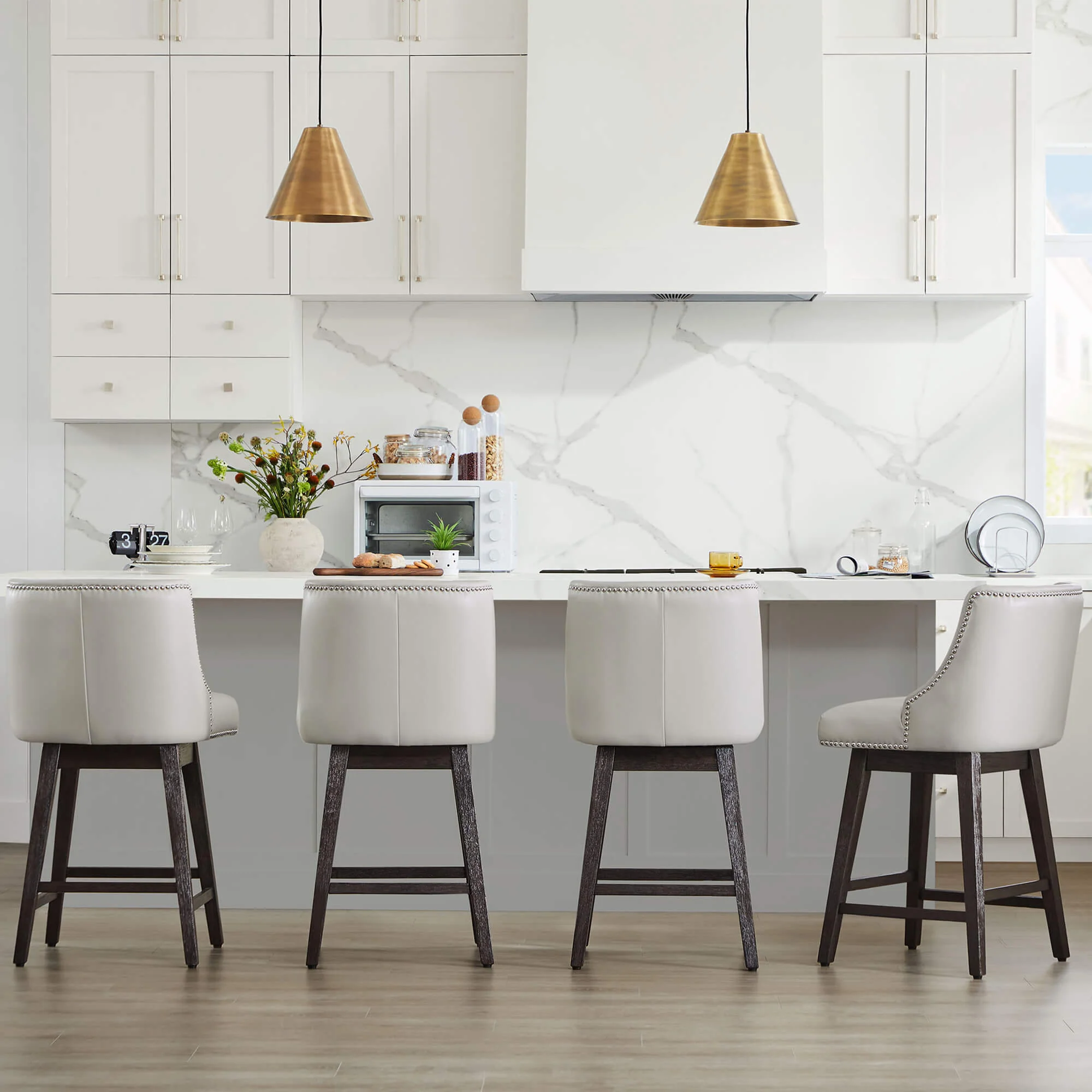 Asher Swivel Nailhead Trim Bar & Counter Stools - Image 104