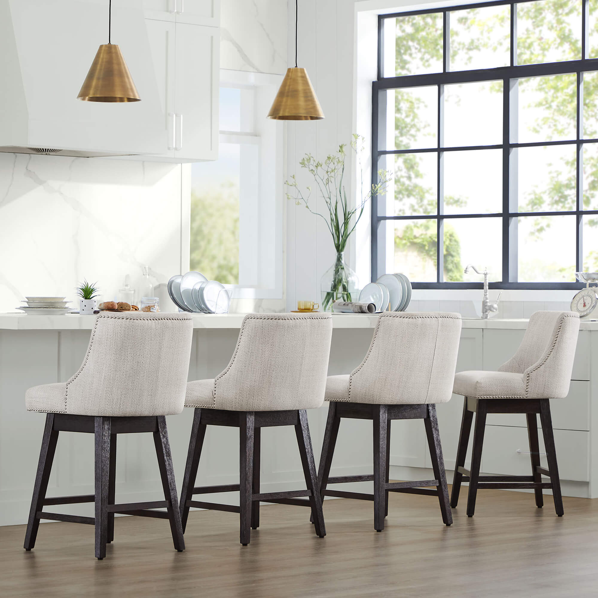 Asher Swivel Nailhead Trim Bar & Counter Stools - Image 89