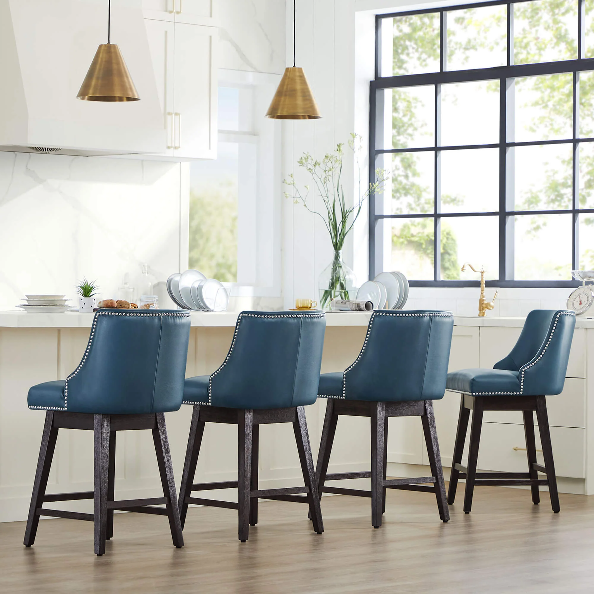 Asher Swivel Nailhead Trim Bar & Counter Stools - Image 94