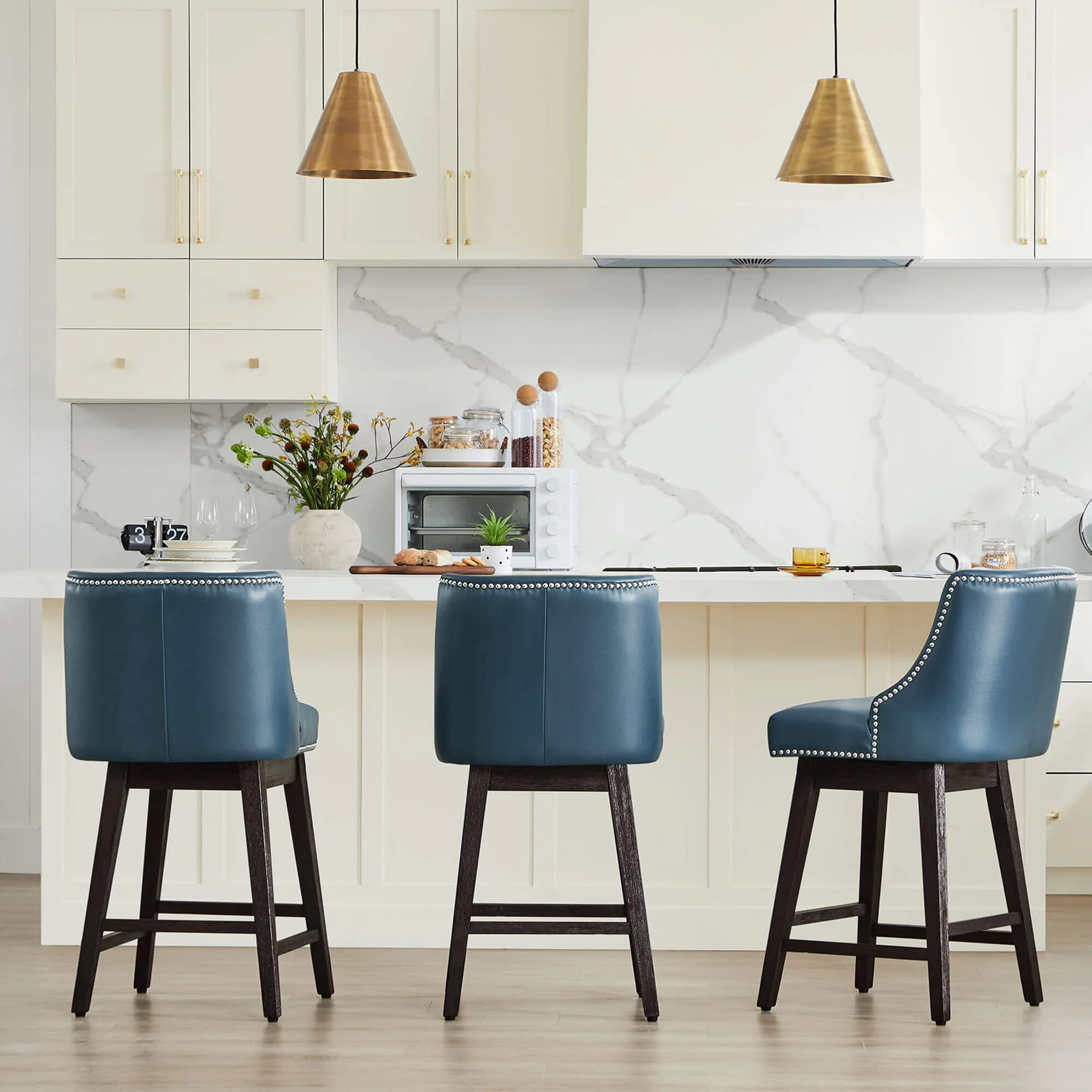 Asher Swivel Nailhead Trim Bar & Counter Stools - Image 96