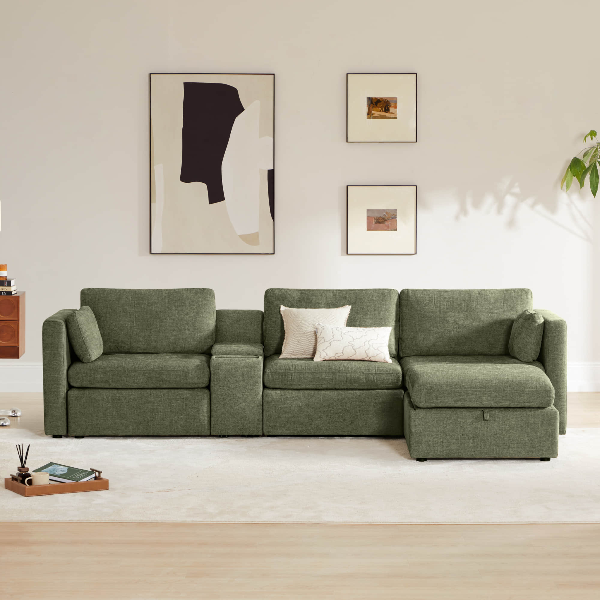 Delaney 4-Seat Modular Sofa Chaise with Storage Ottoman - Image 65