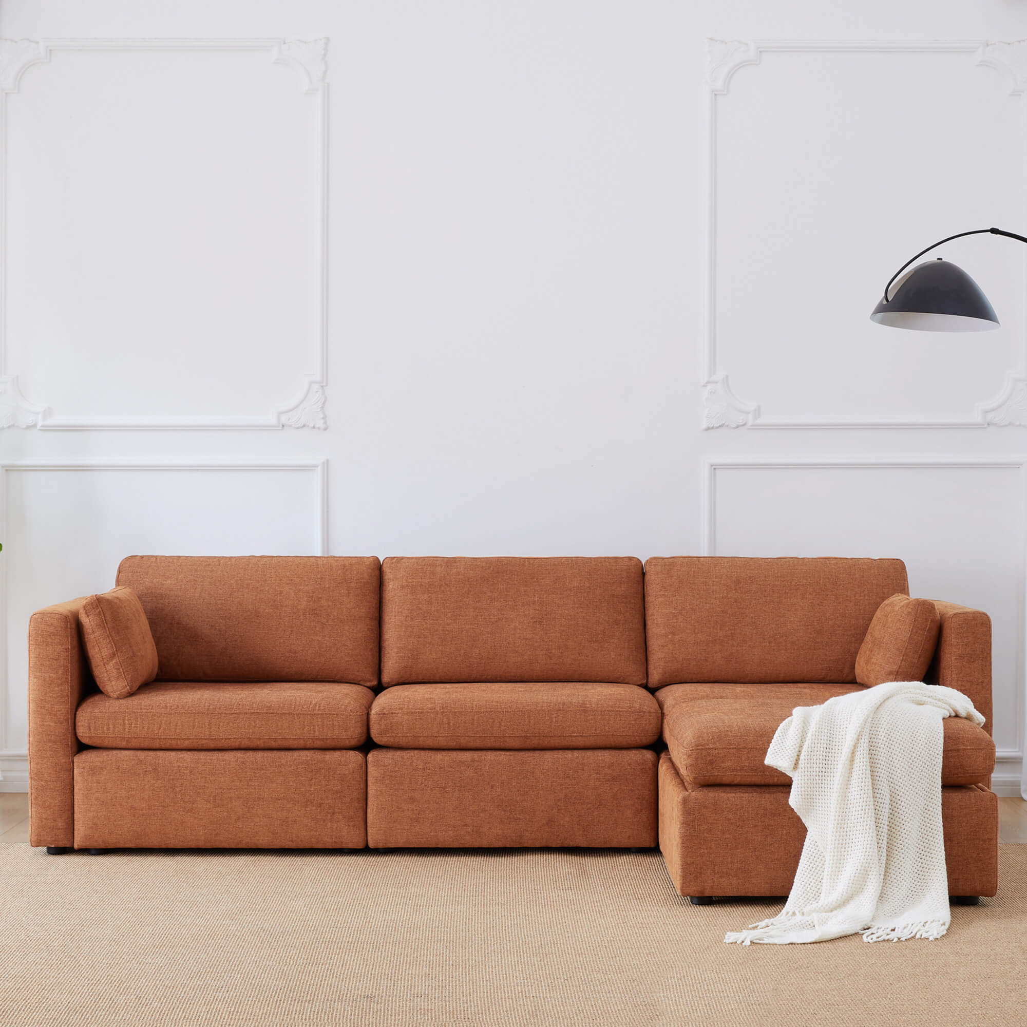 Delaney 4-Seat Modular Sofa Chaise with Storage Ottoman - Image 83