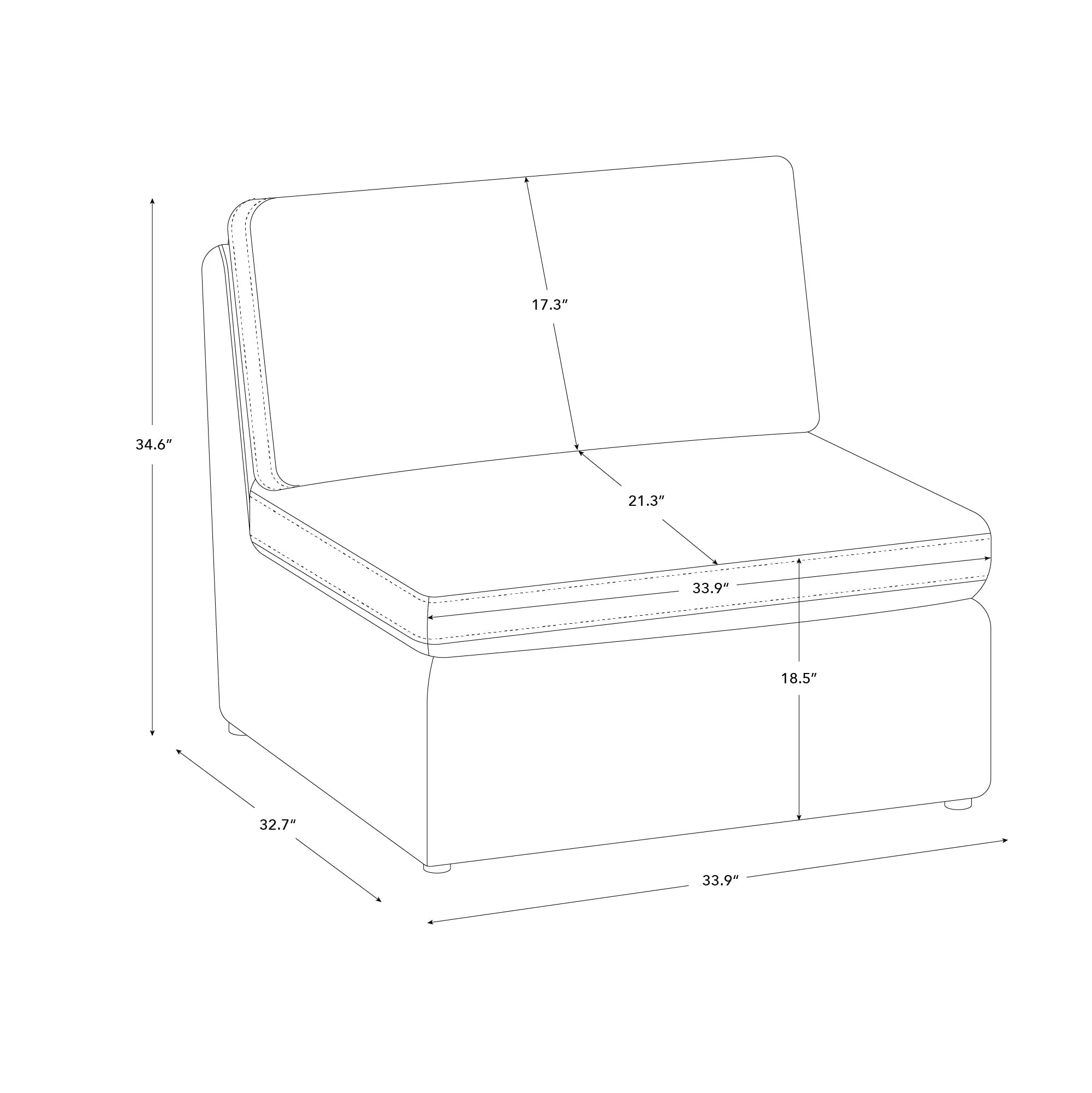 Delaney Modular Armless Chair / 2-Seat Armless Sofa - Image 16