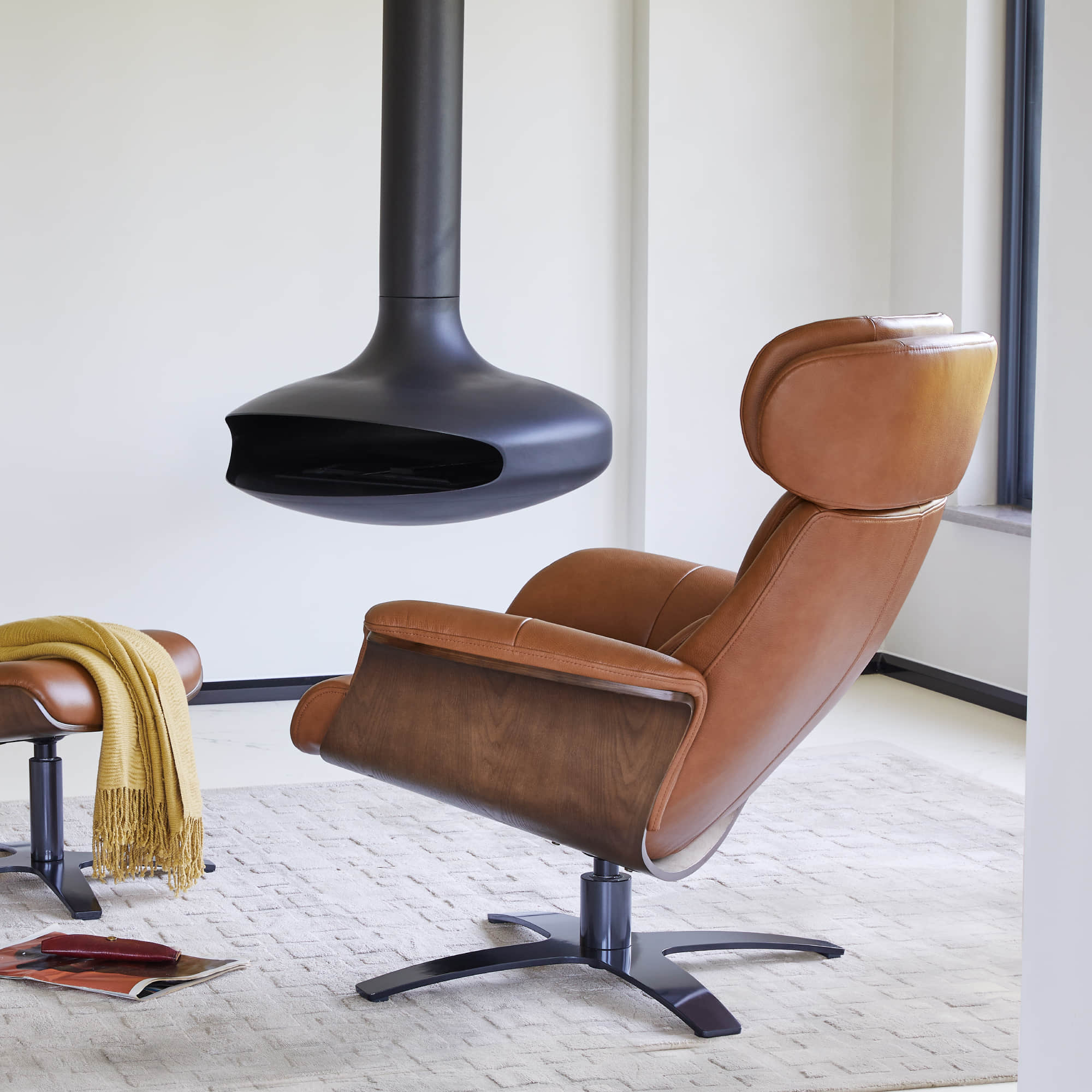 Elvin Leather Recliner & Ottoman - Image 3