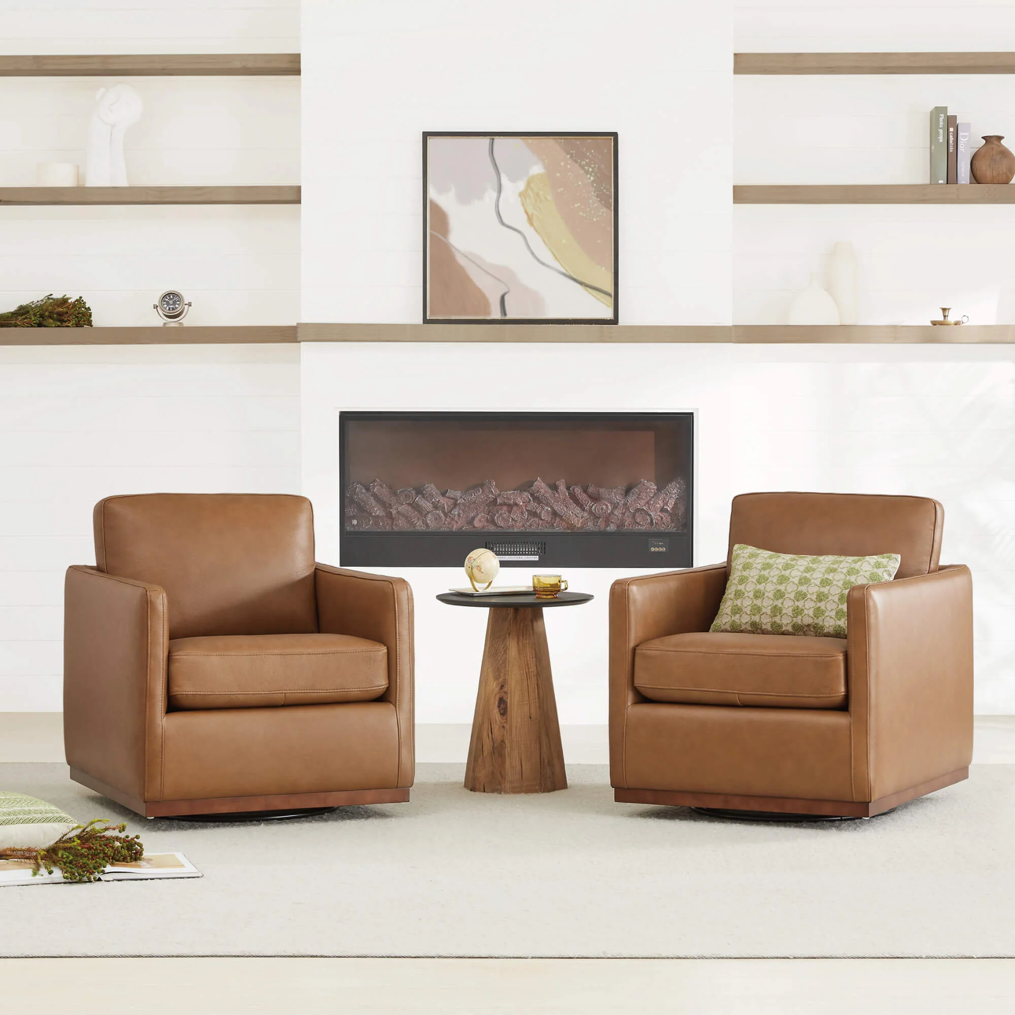 Henry Swivel Accent Chair with Wood Base - Image 73