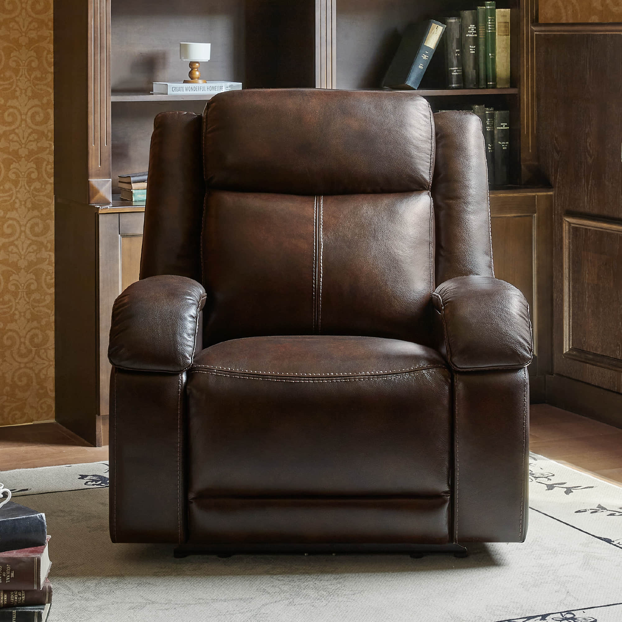 Isaac Genuine Leather Wall Hugger Power Recliner with Power Headrest - Image 9