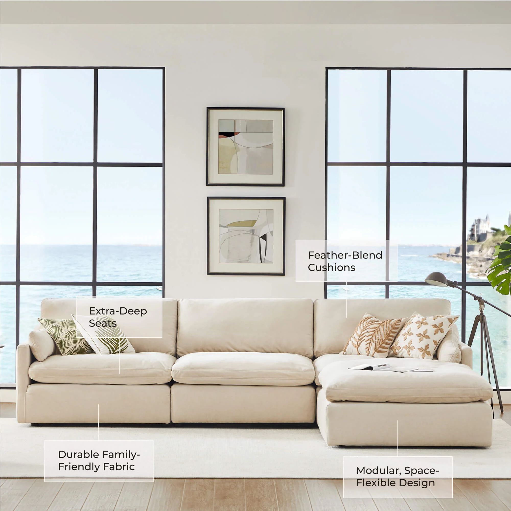 Kenna Modular 4 Seat Sofa-Chaise Sectional - Image 55