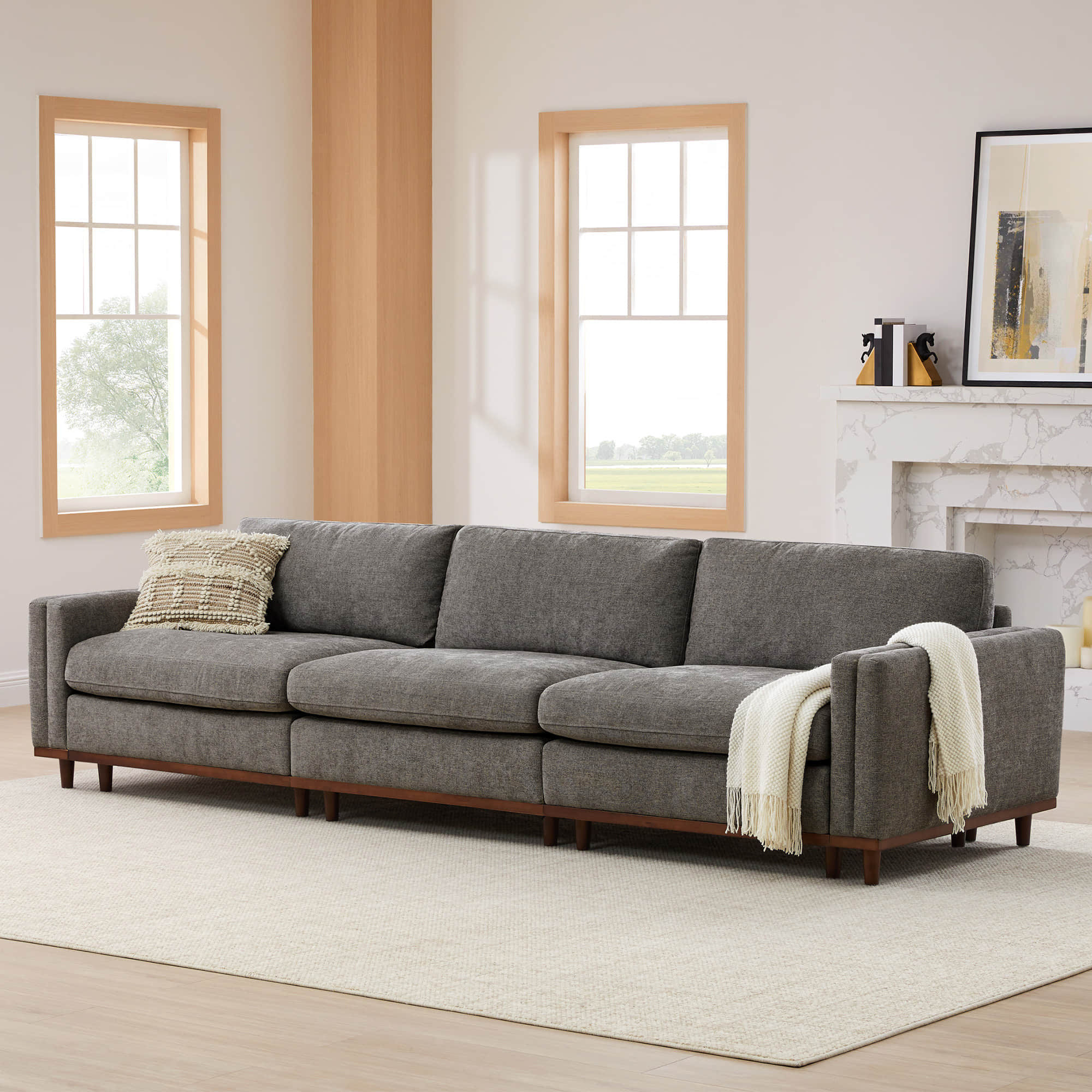 Liam 3-Piece Overstuffed Feather Wood Base Sectional Sofa - Image 35