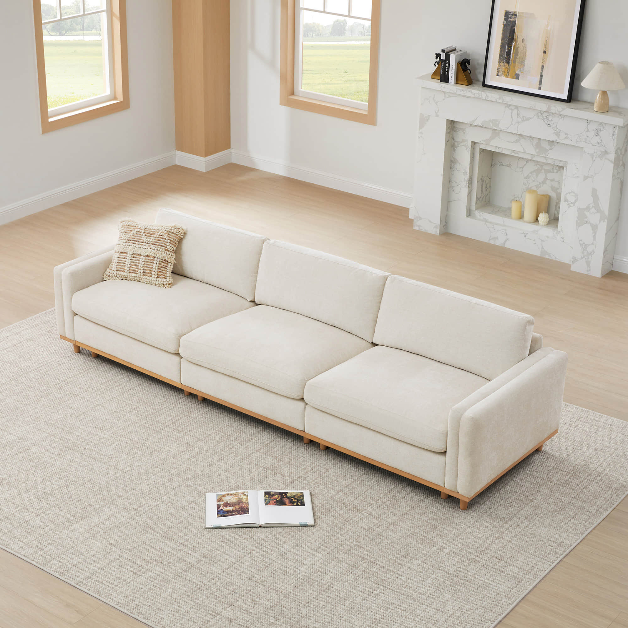 Liam 3-Piece Overstuffed Feather Wood Base Sectional Sofa - Image 4