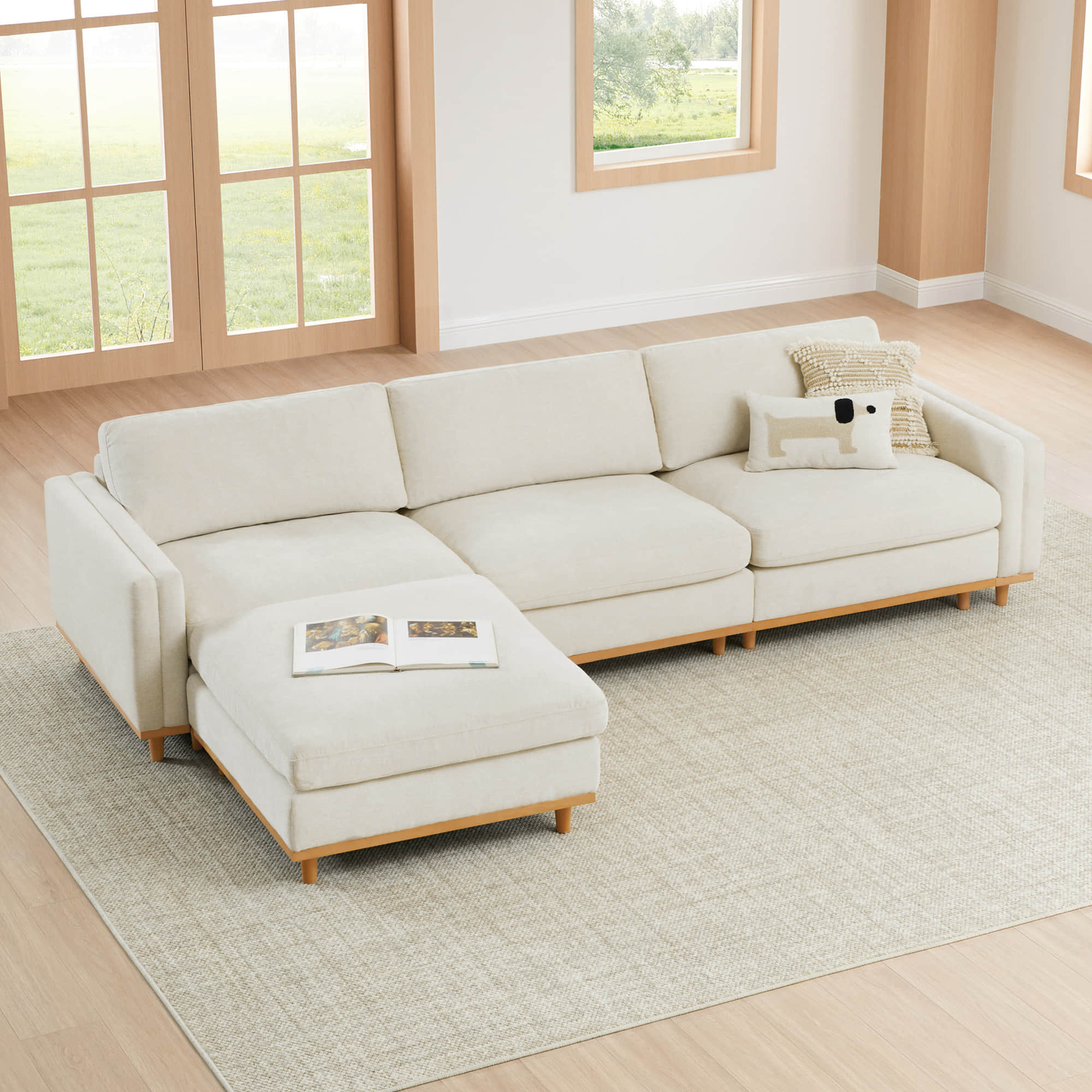 Liam 4-Piece Overstuffed Feather Wood Base Sectional Sofa - Image 7