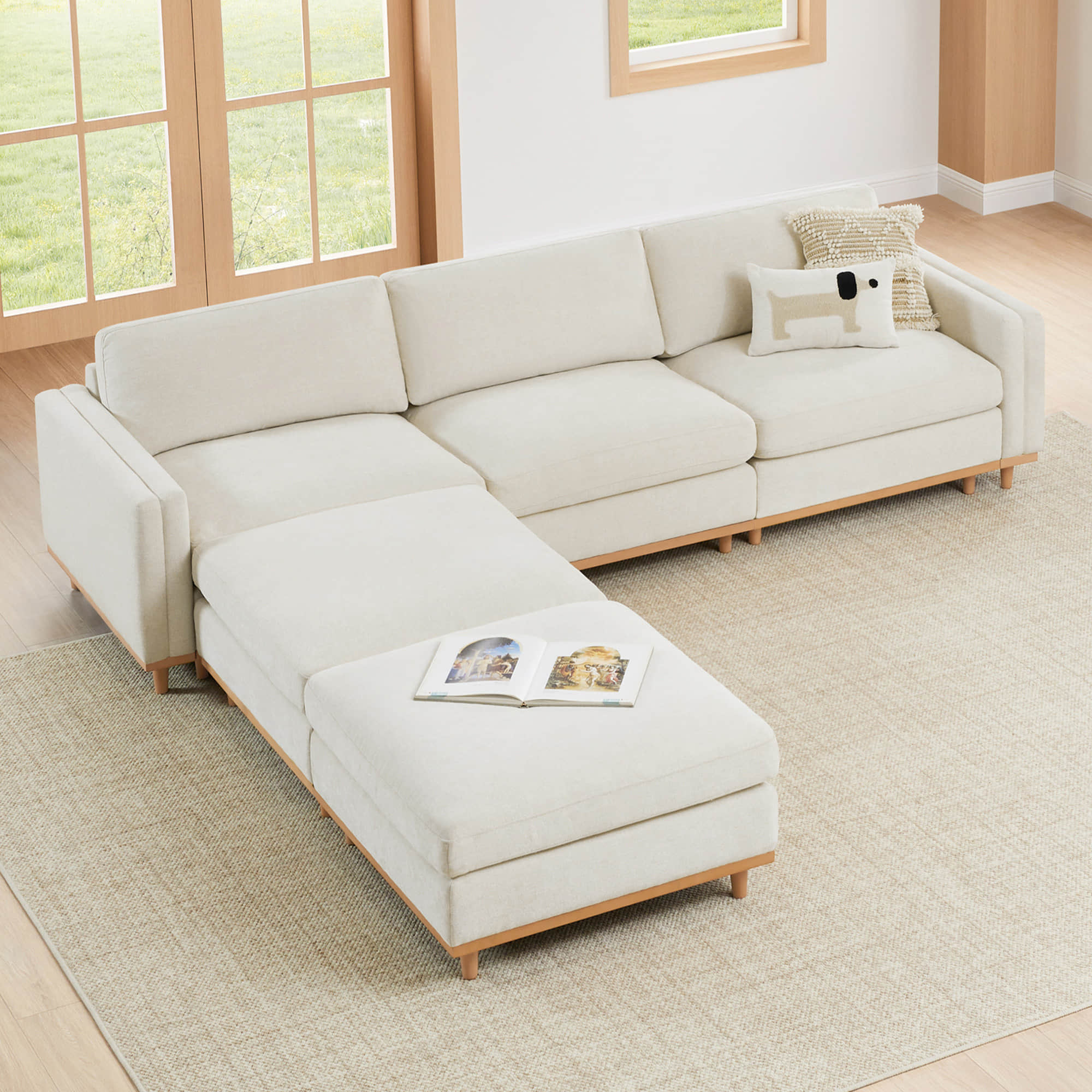 Liam 5-Piece Overstuffed Feather Wood Base Sectional Sofa - Image 3