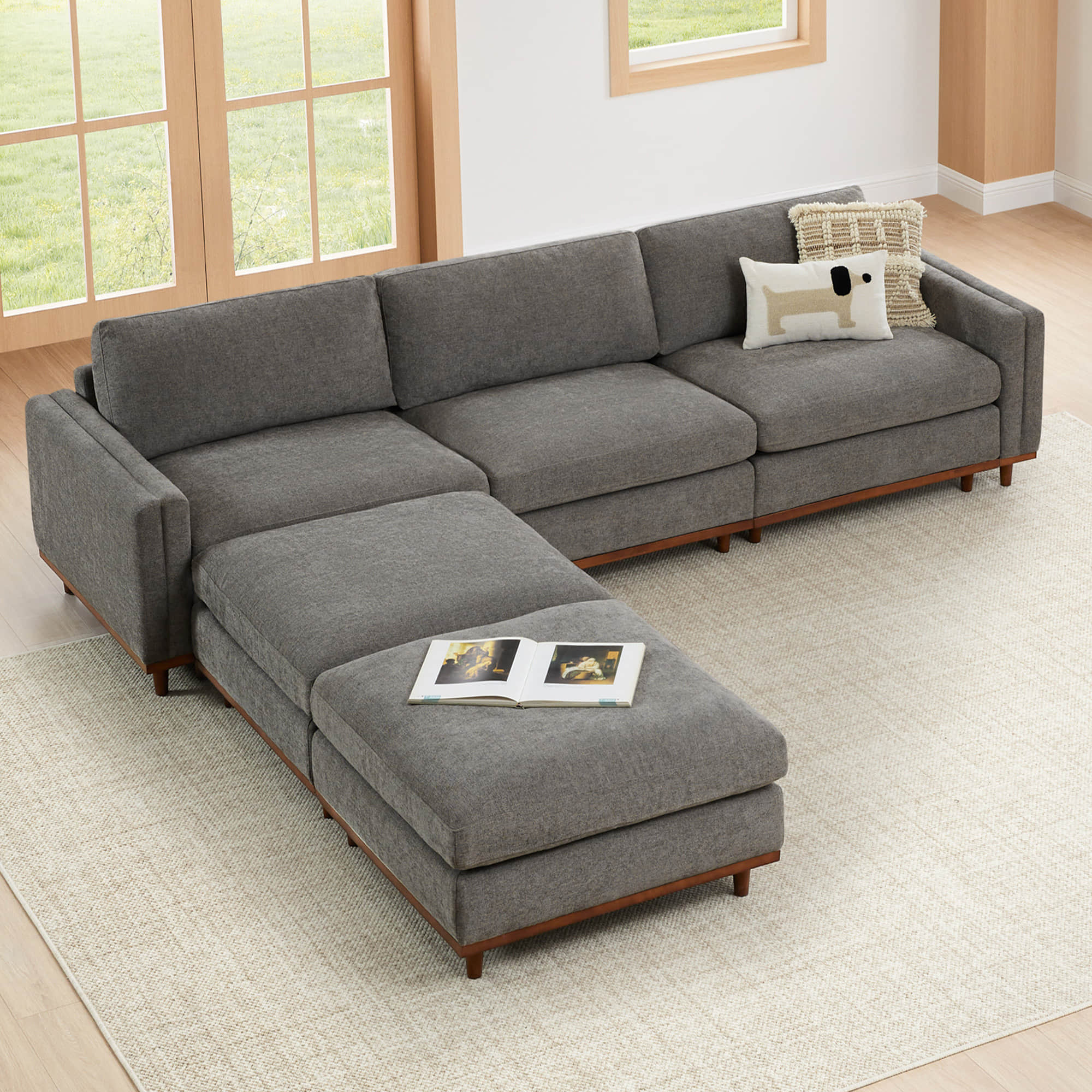 Liam 5-Piece Overstuffed Feather Wood Base Sectional Sofa - Image 42