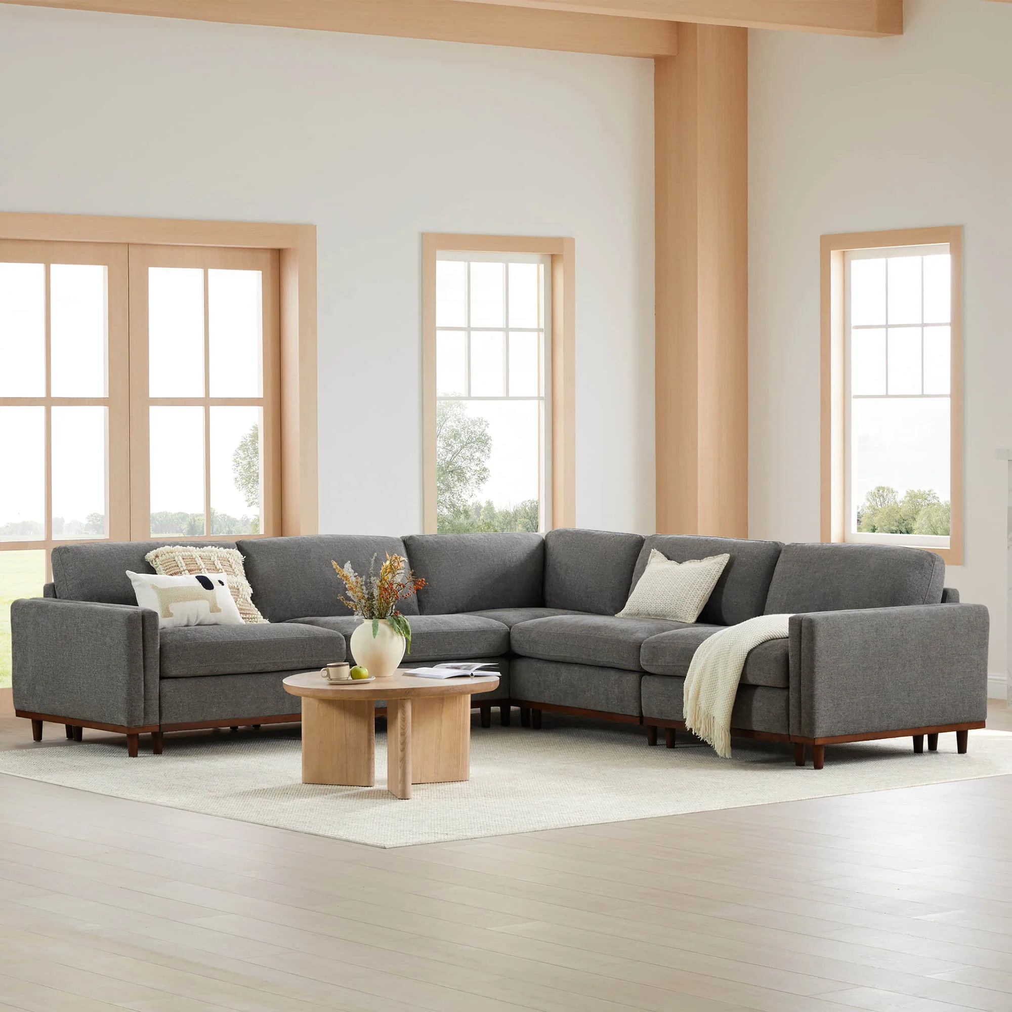 Liam 5-Piece Overstuffed Feather Wood Base Sectional Sofa - Image 56