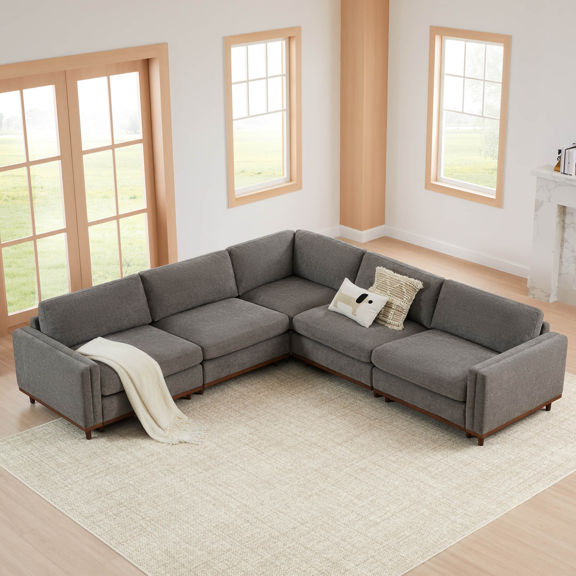 Liam 5-Piece Overstuffed Feather Wood Base Sectional Sofa - Image 58