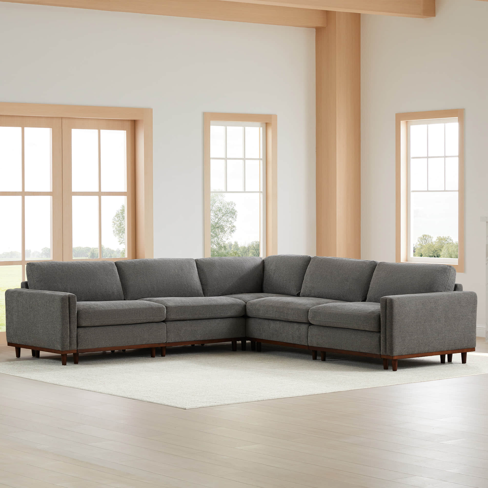 Liam 5-Piece Overstuffed Feather Wood Base Sectional Sofa - Image 59