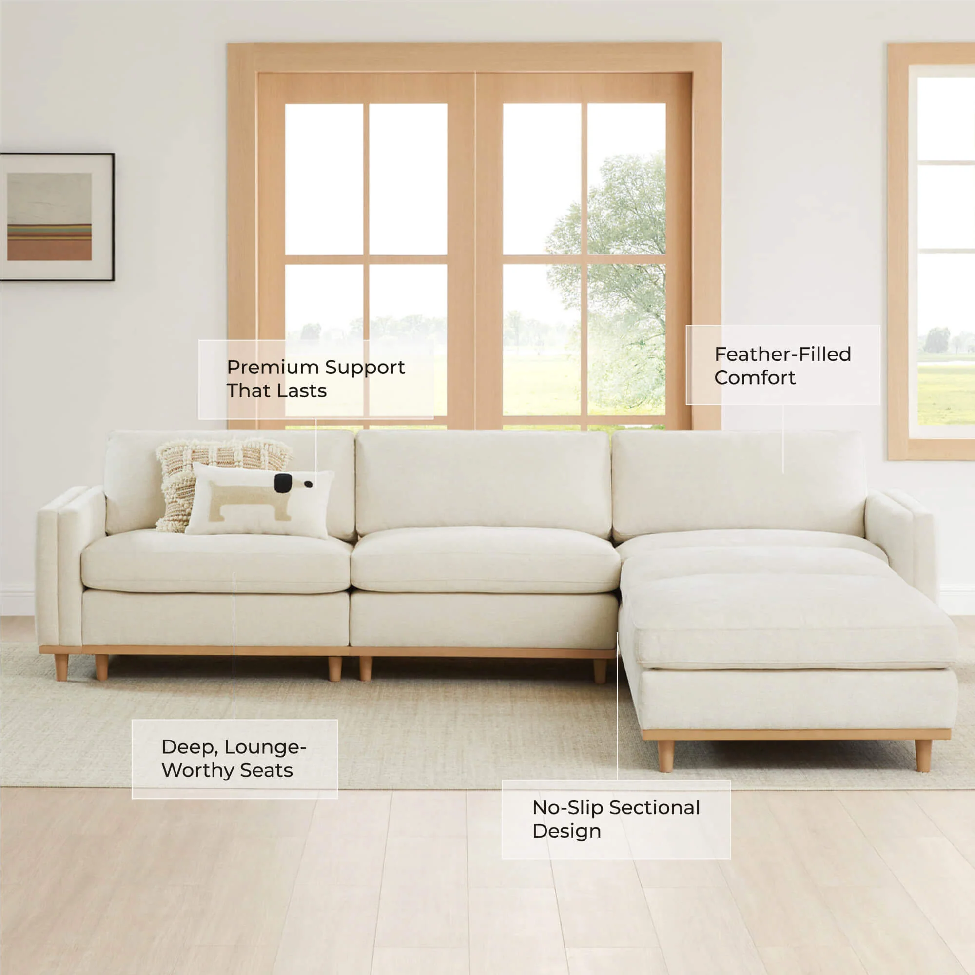 Liam 5-Piece Overstuffed Feather Wood Base Sectional Sofa - Image 72