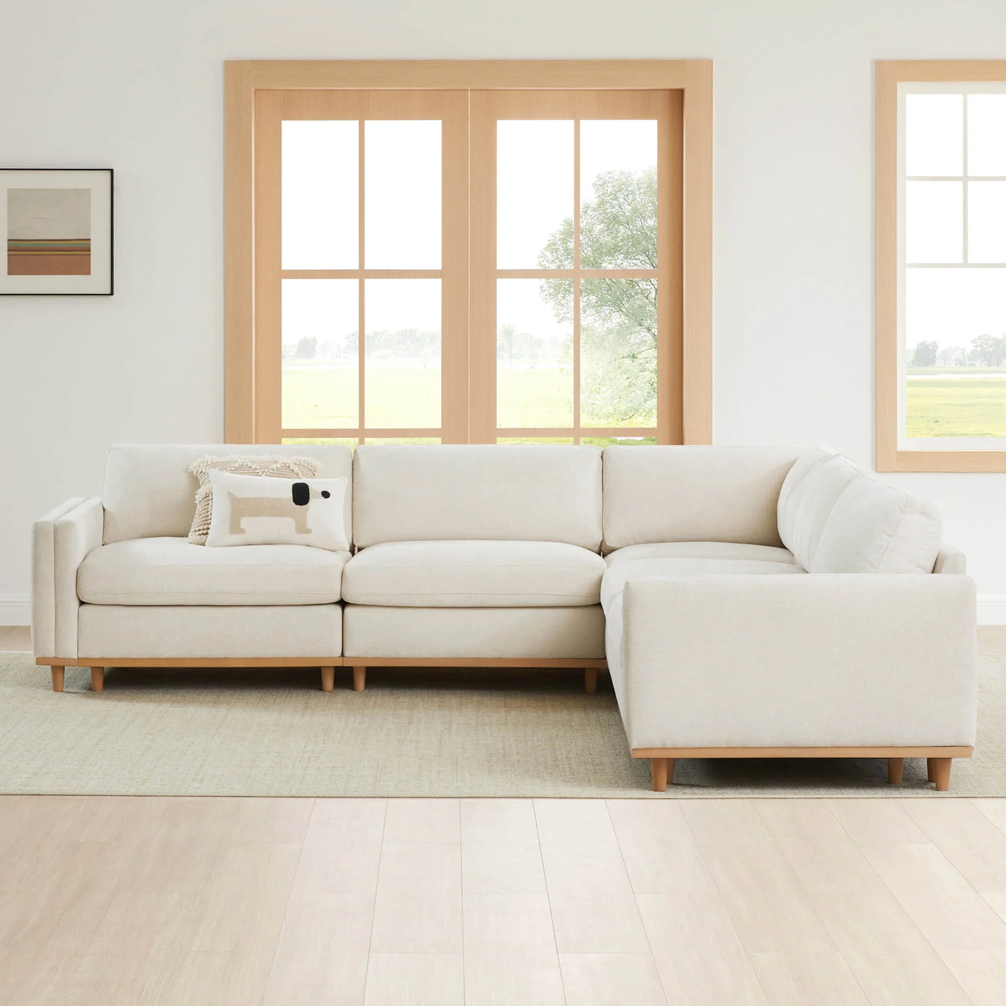 Liam 5-Piece Overstuffed Feather Wood Base Sectional Sofa - Image 9