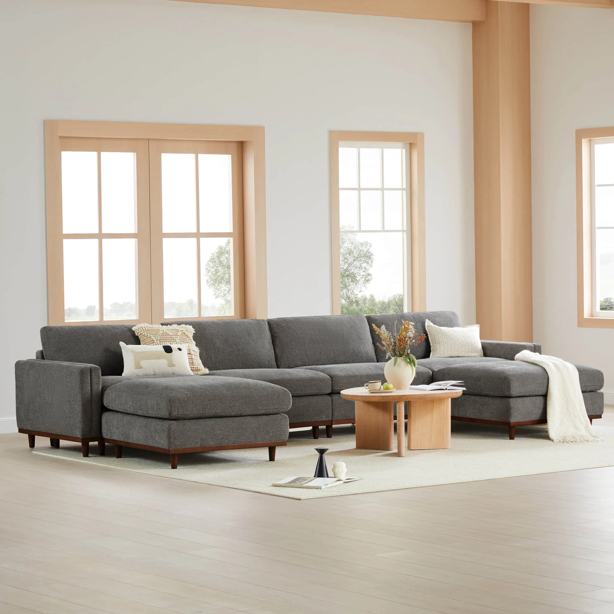 Liam 6-Piece Overstuffed Feather Wood Base Sectional Sofa - Image 32