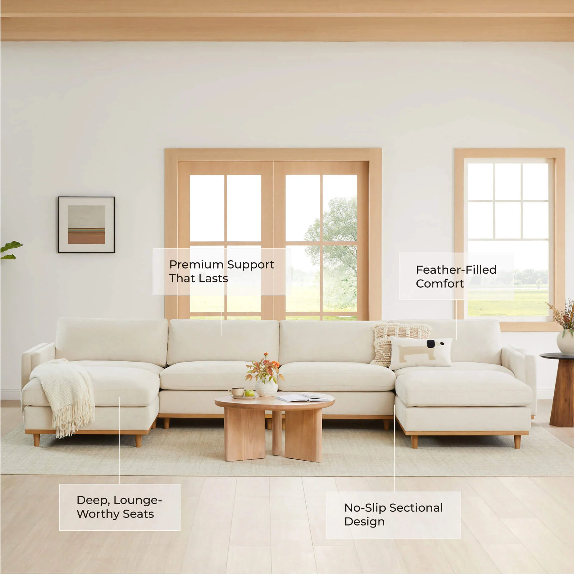 Liam 6-Piece Overstuffed Feather Wood Base Sectional Sofa - Image 54