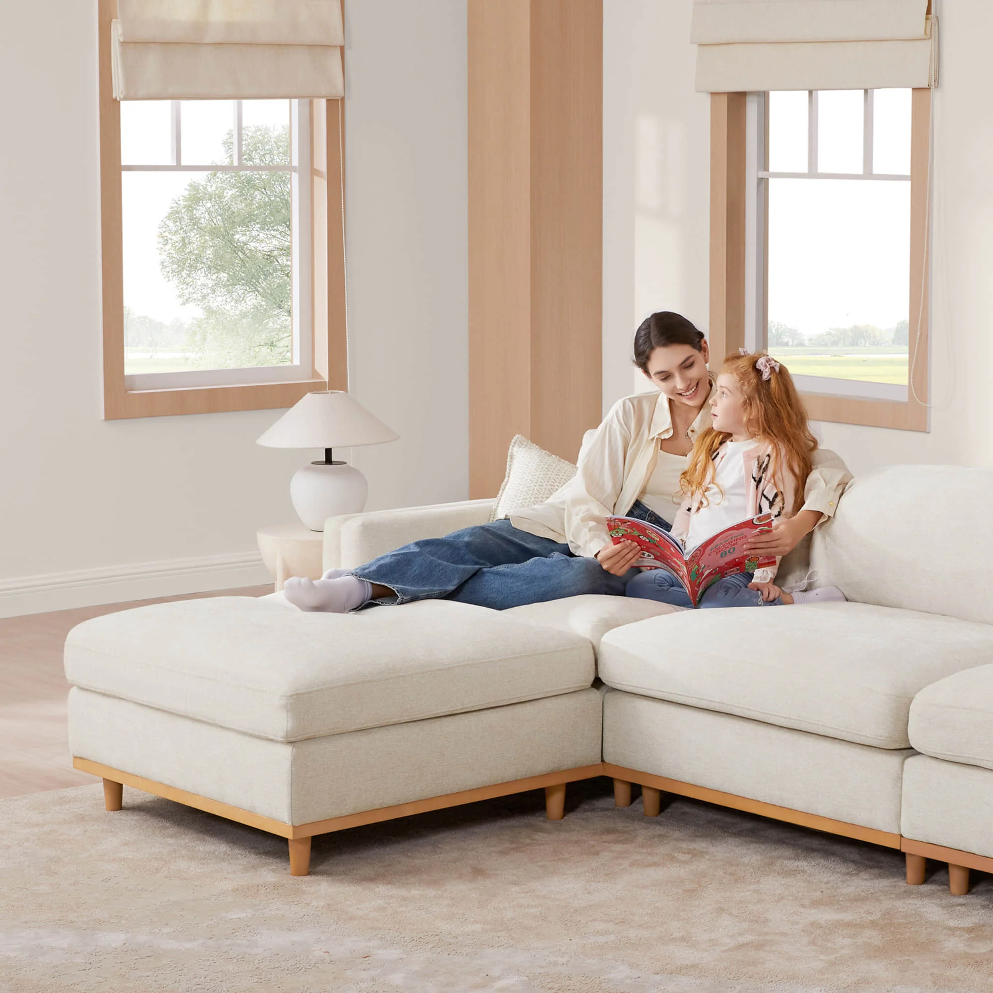 Liam 6-Piece Overstuffed Feather Wood Base Sectional Sofa - Image 7