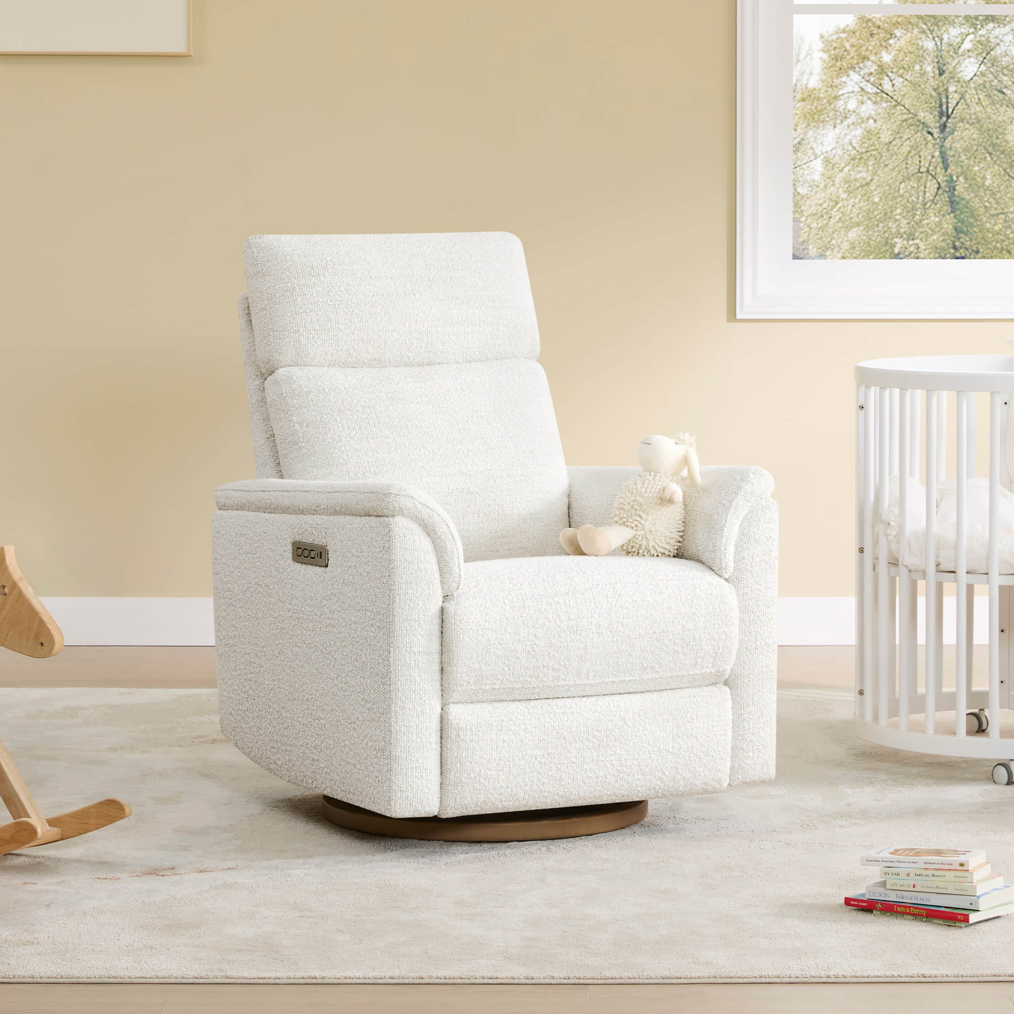 Lulla Power Swivel Nursery Glider Recliner with Power Headrest and Nightlight - Image 34