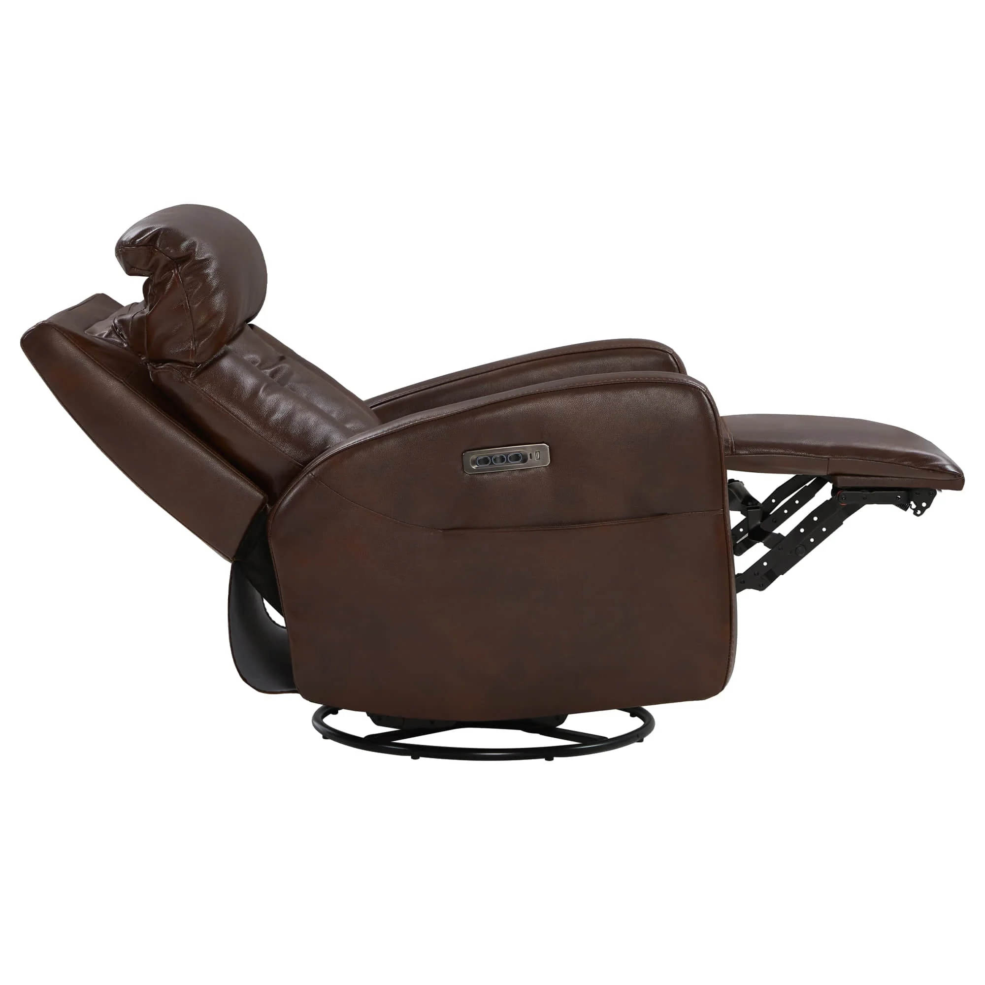 Maxwell Genuine Leather Swivel Glider Recliner with Power Lumbar&Headrest - Image 16