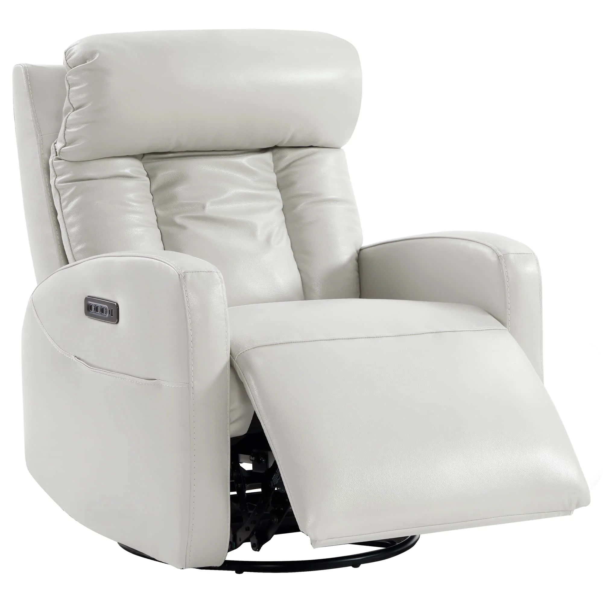 Maxwell Genuine Leather Swivel Glider Recliner with Power Lumbar&Headrest - Image 20