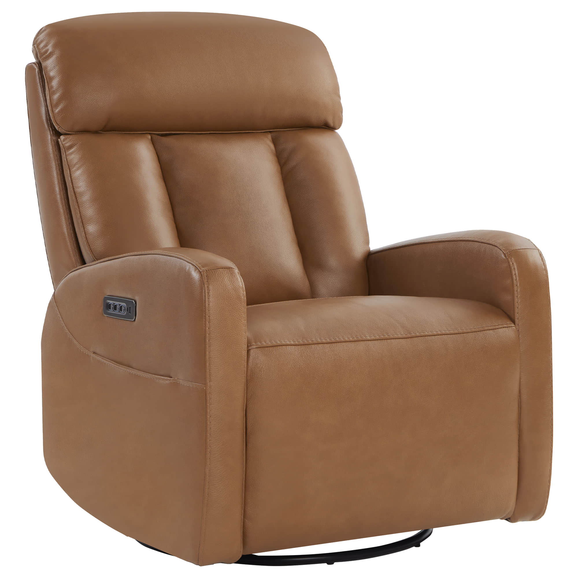 Maxwell Genuine Leather Swivel Glider Recliner with Power Lumbar&Headrest - Image 41