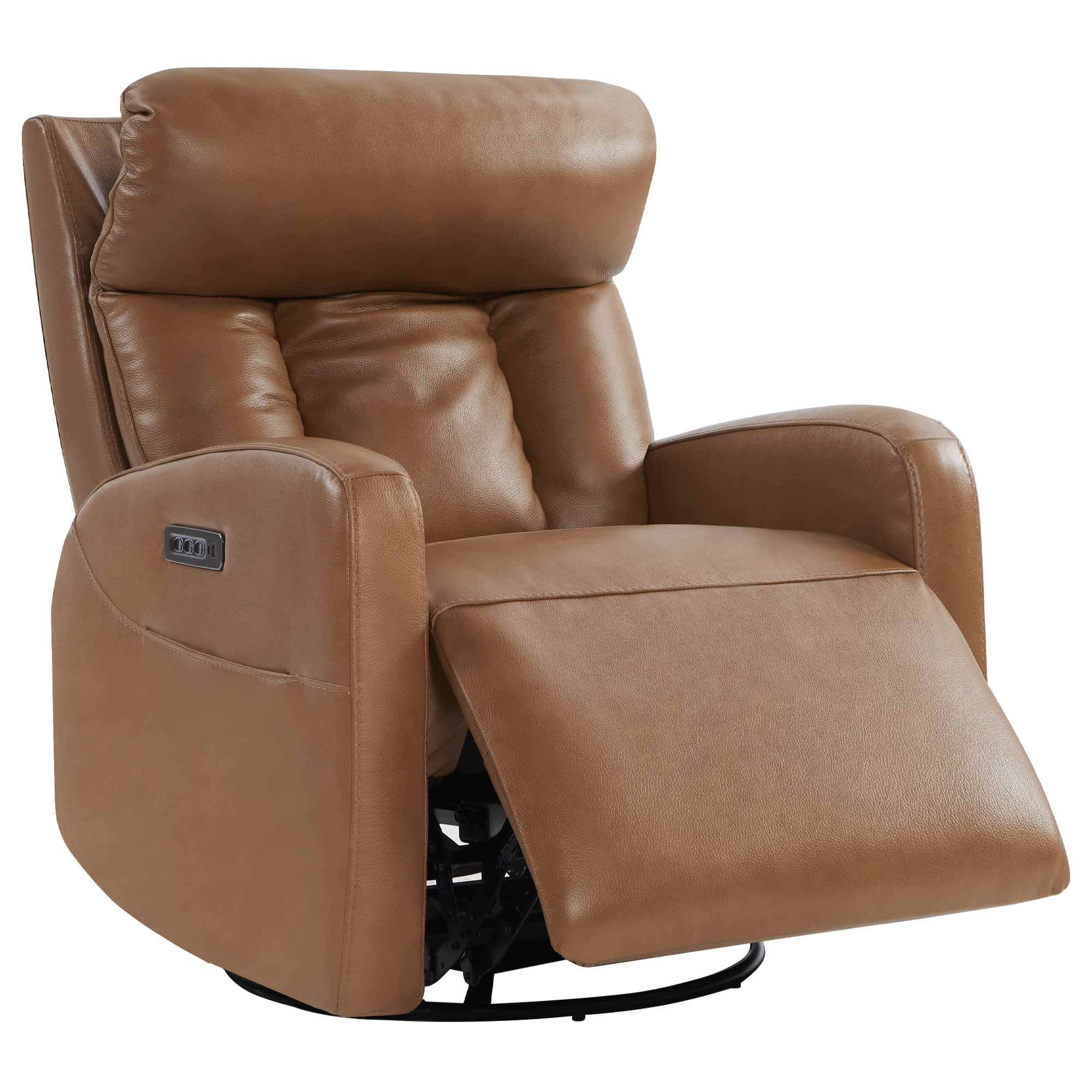 Maxwell Genuine Leather Swivel Glider Recliner with Power Lumbar&Headrest - Image 43