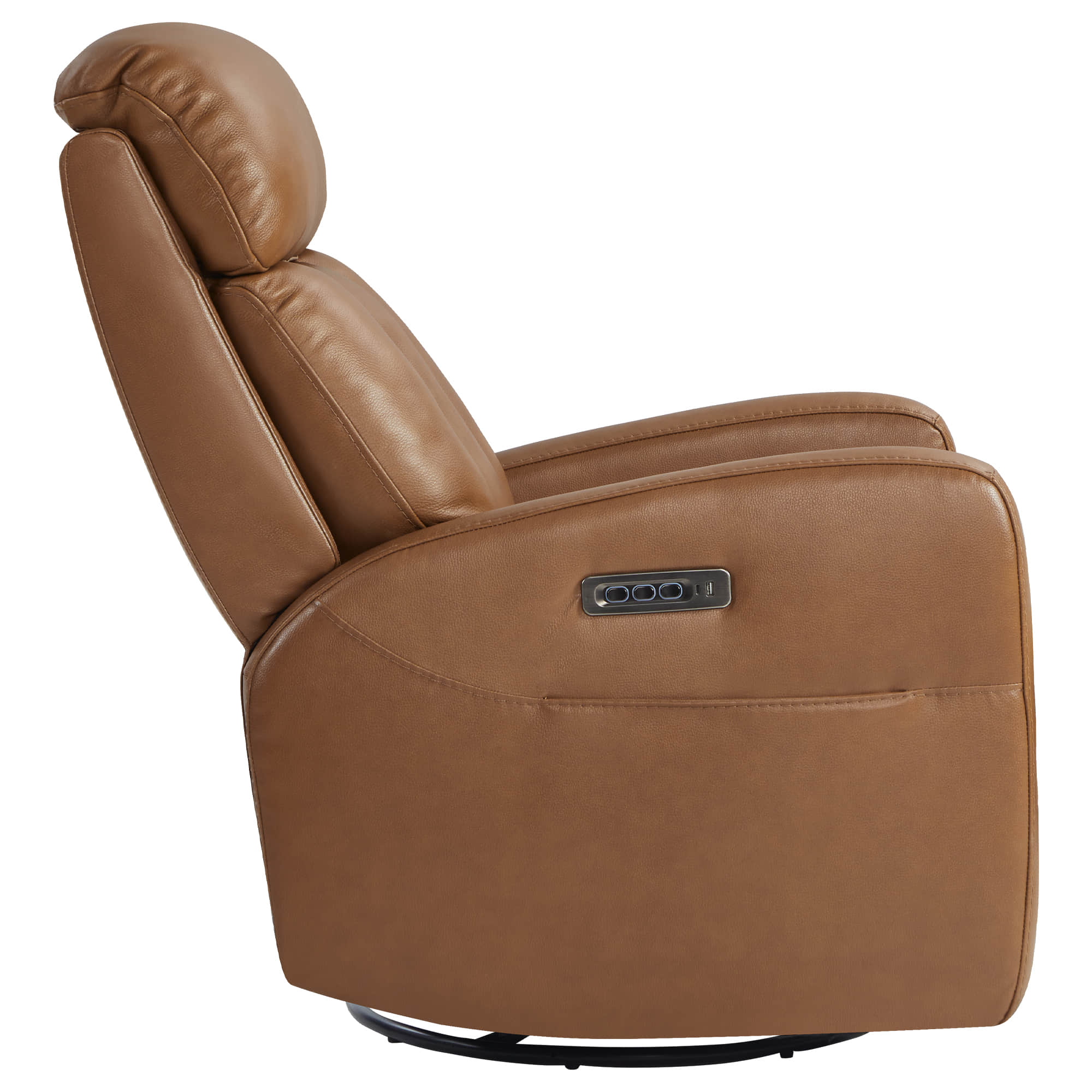 Maxwell Genuine Leather Swivel Glider Recliner with Power Lumbar&Headrest - Image 44