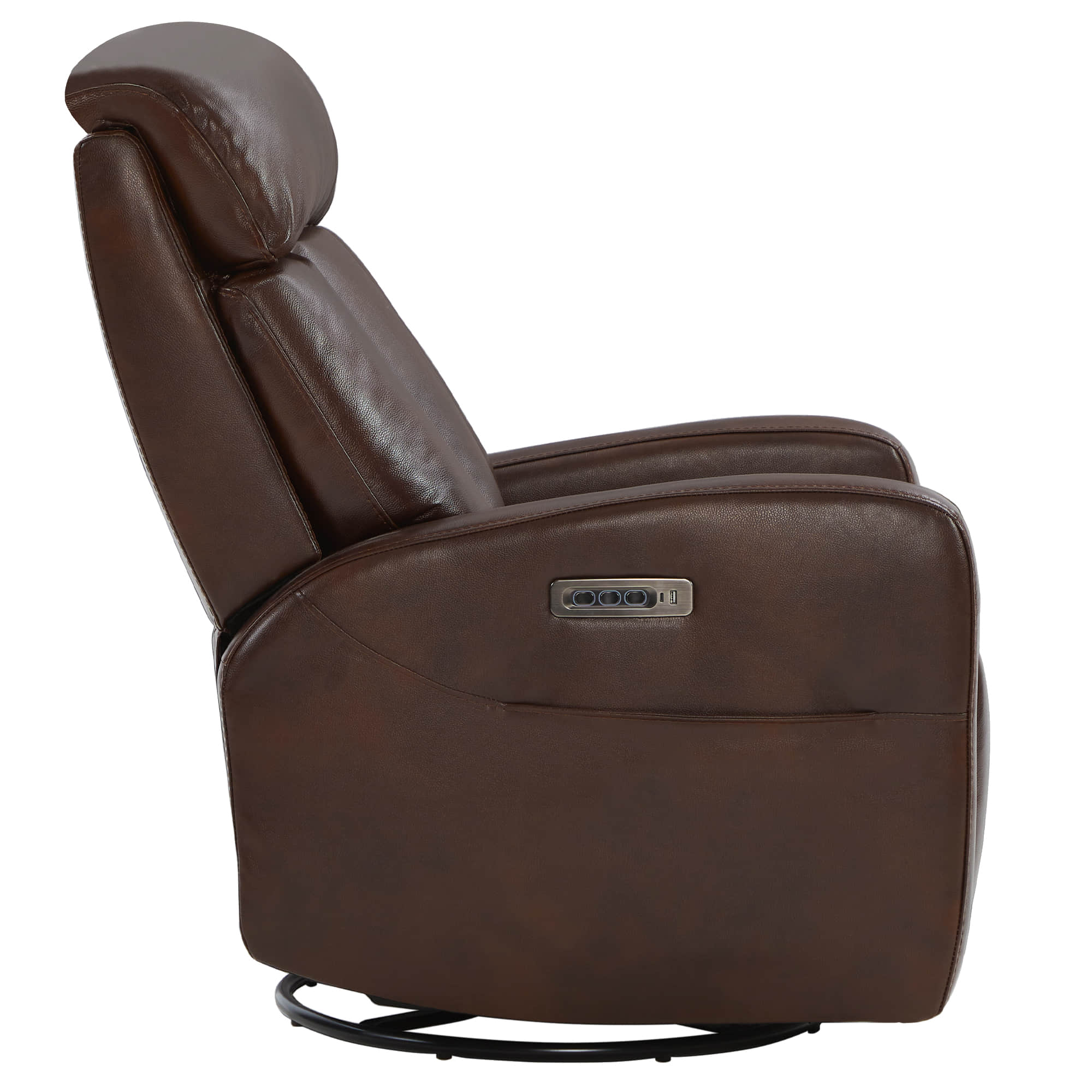 Maxwell Genuine Leather Swivel Glider Recliner with Power Lumbar&Headrest - Image 5