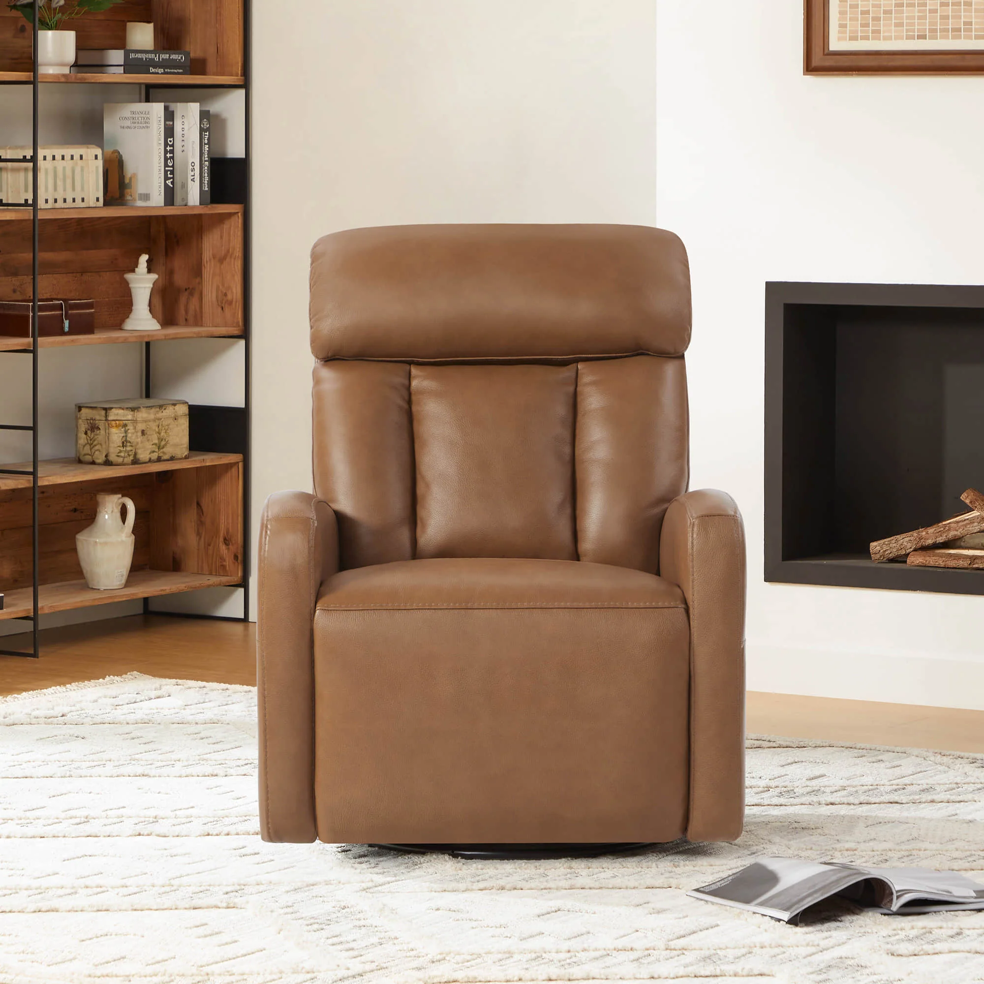 Maxwell Genuine Leather Swivel Glider Recliner with Power Lumbar&Headrest - Image 50