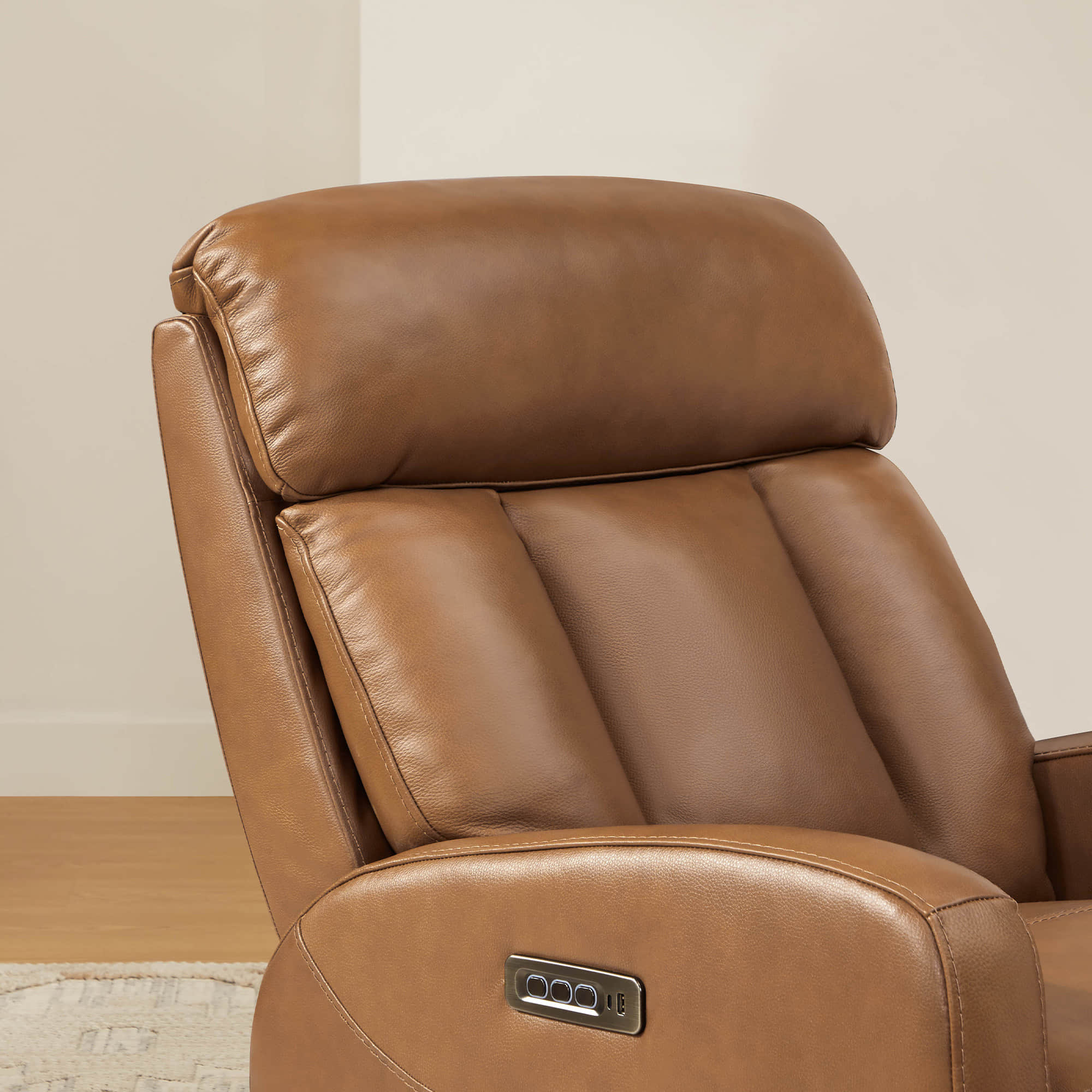 Maxwell Genuine Leather Swivel Glider Recliner with Power Lumbar&Headrest - Image 54