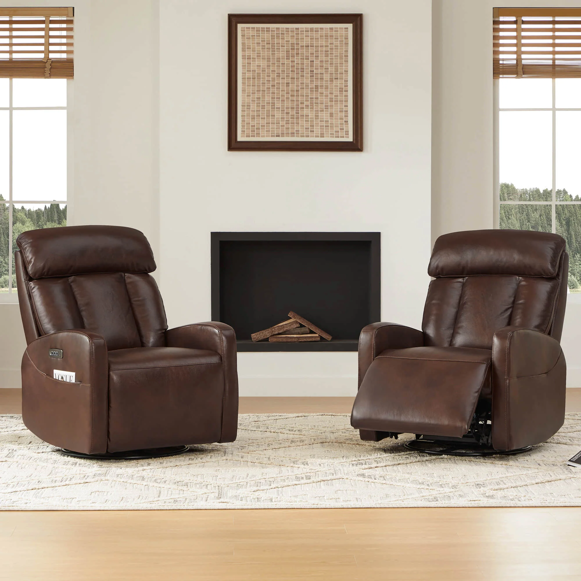 Maxwell Genuine Leather Swivel Glider Recliner with Power Lumbar&Headrest - Image 59