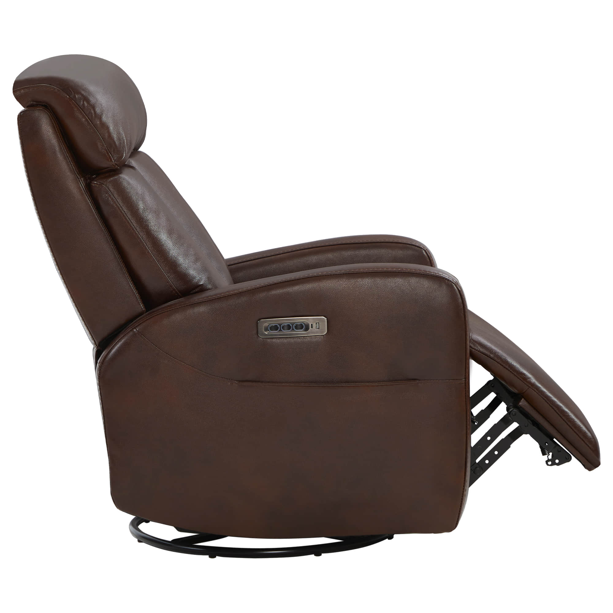 Maxwell Genuine Leather Swivel Glider Recliner with Power Lumbar&Headrest - Image 6