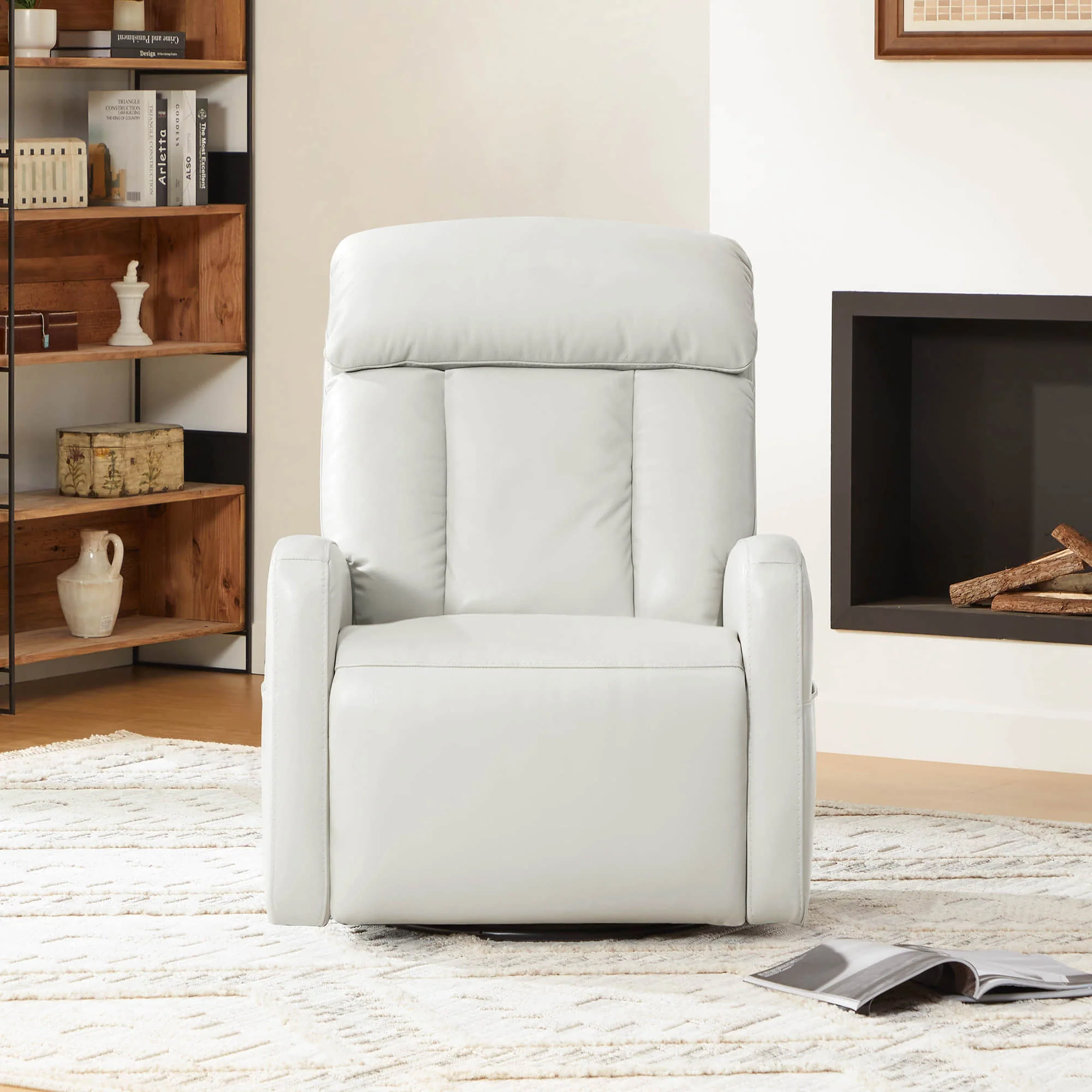 Maxwell Genuine Leather Swivel Glider Recliner with Power Lumbar&Headrest - Image 61