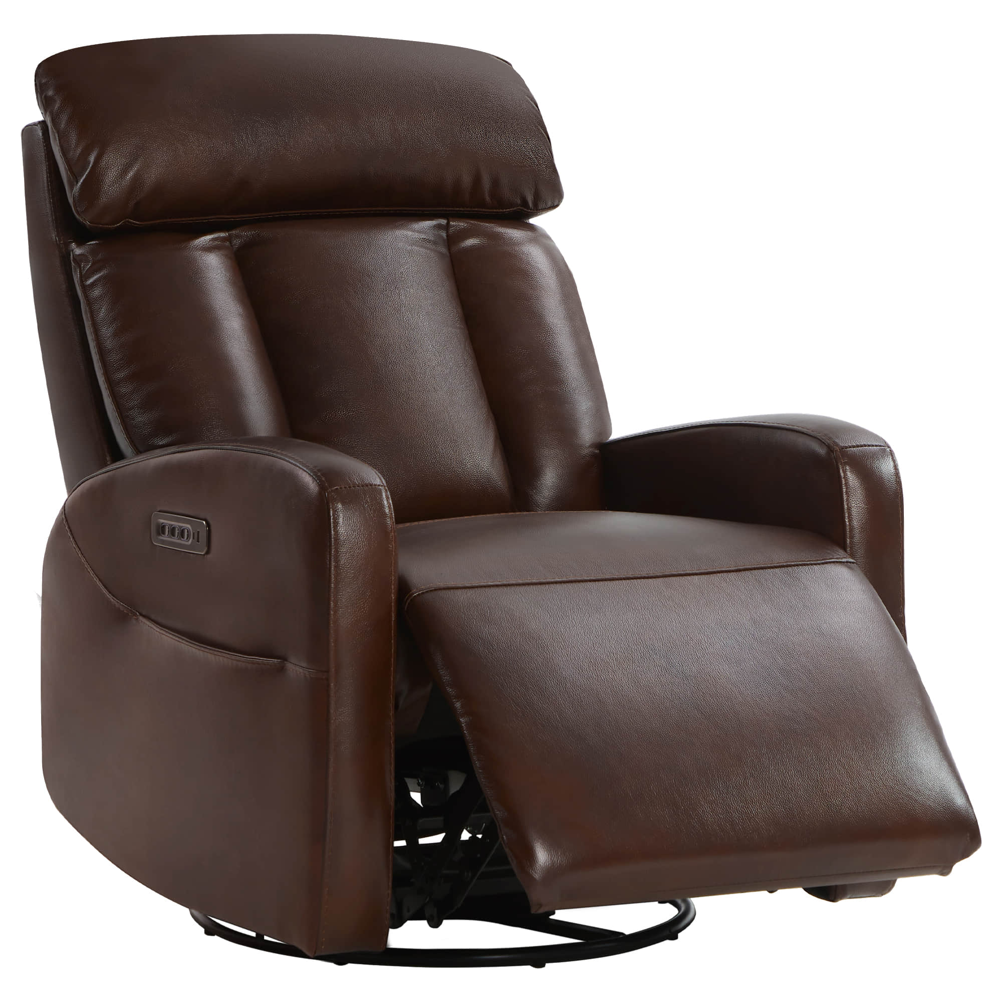 Maxwell Genuine Leather Swivel Glider Recliner with Power Lumbar&Headrest - Image 8