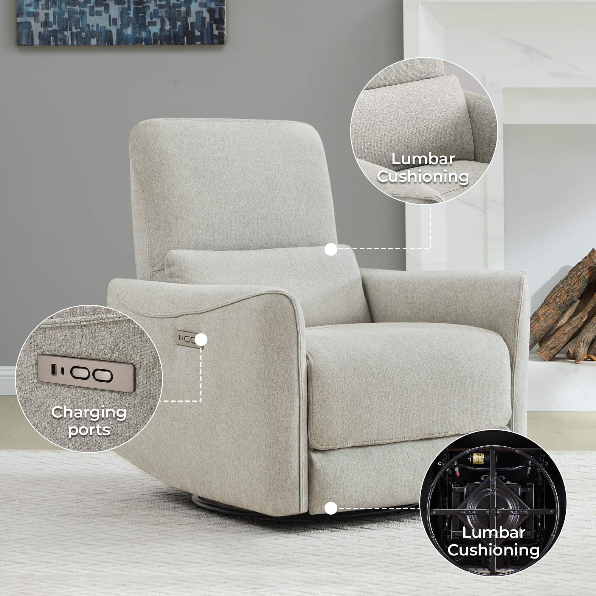 Tracee Power Swivel Nursery Glider Recliner - Image 122