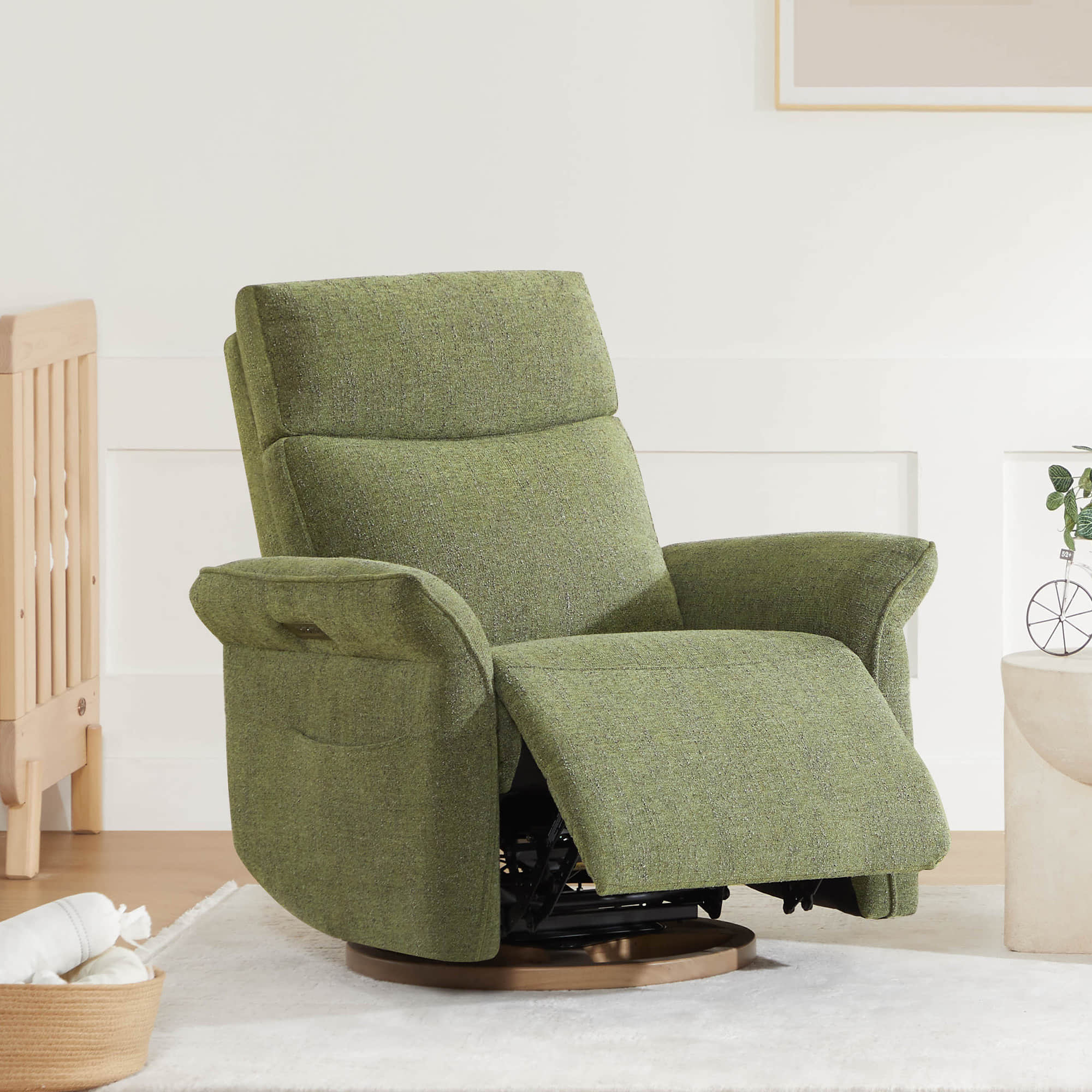 Vinca Power Swivel Nursery Glider Recliner with Power Lumbar & Headrest - Image 61