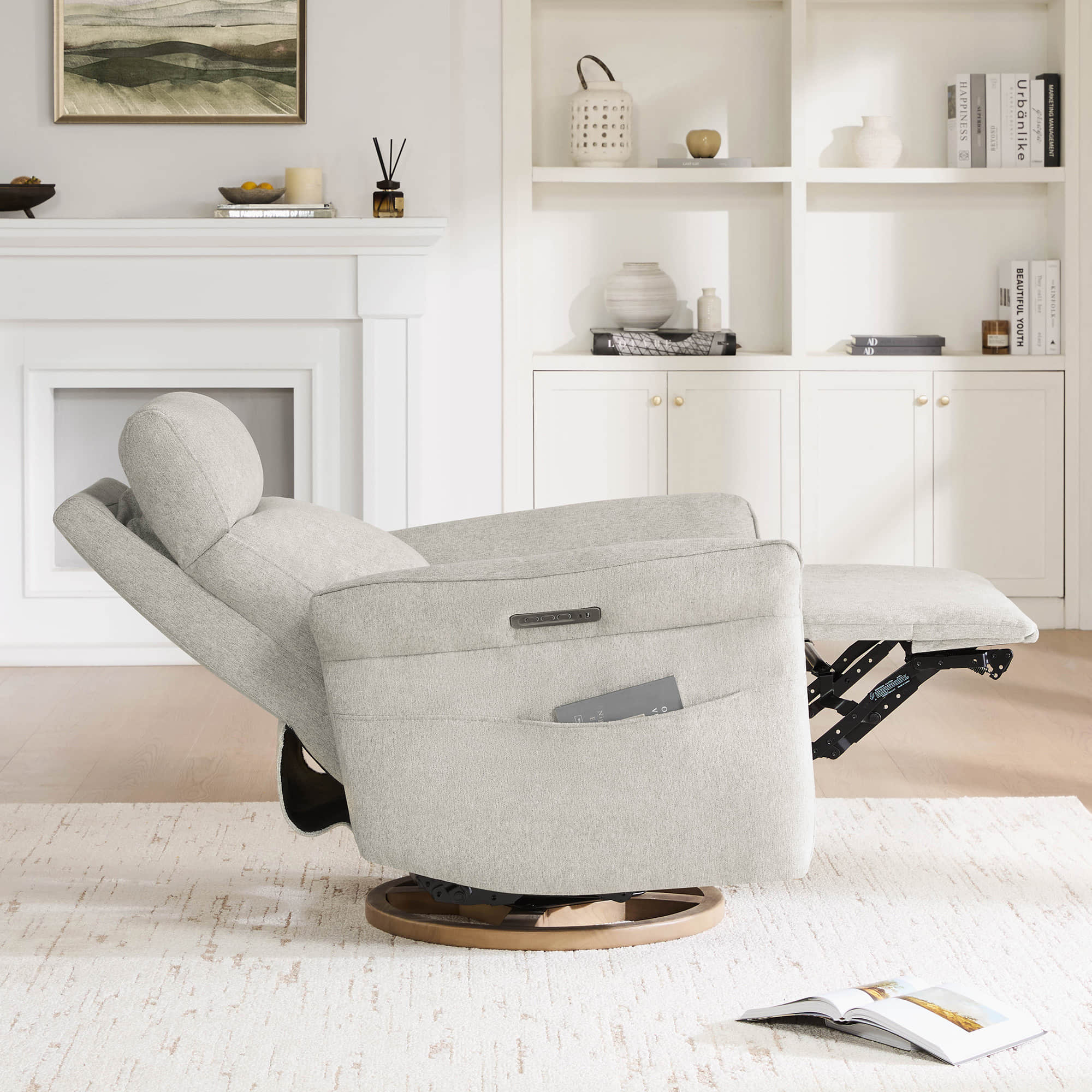 Vinca Power Swivel Nursery Glider Recliner with Power Lumbar & Headrest - Image 65